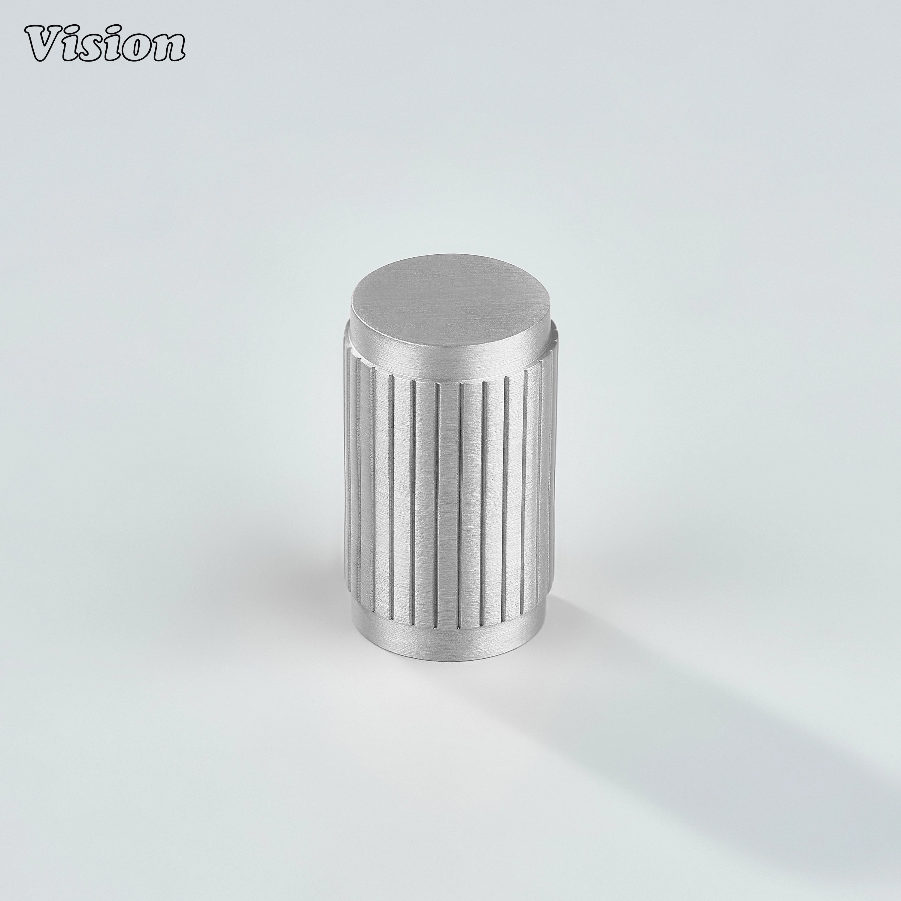 Linear knurled Silver cabinet knob crafted in brass for wardrobe furniture