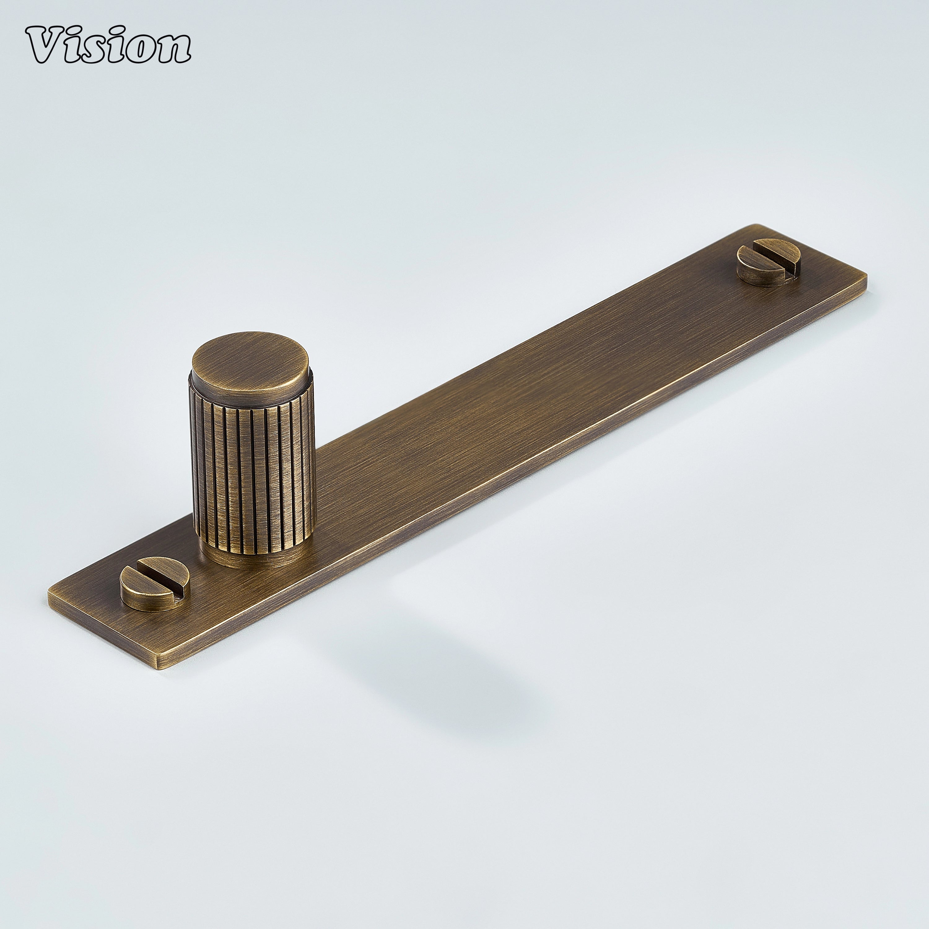 Antique Bronze linear knurled brass cabinet knob with cylinder knob and backplate for kitchens
