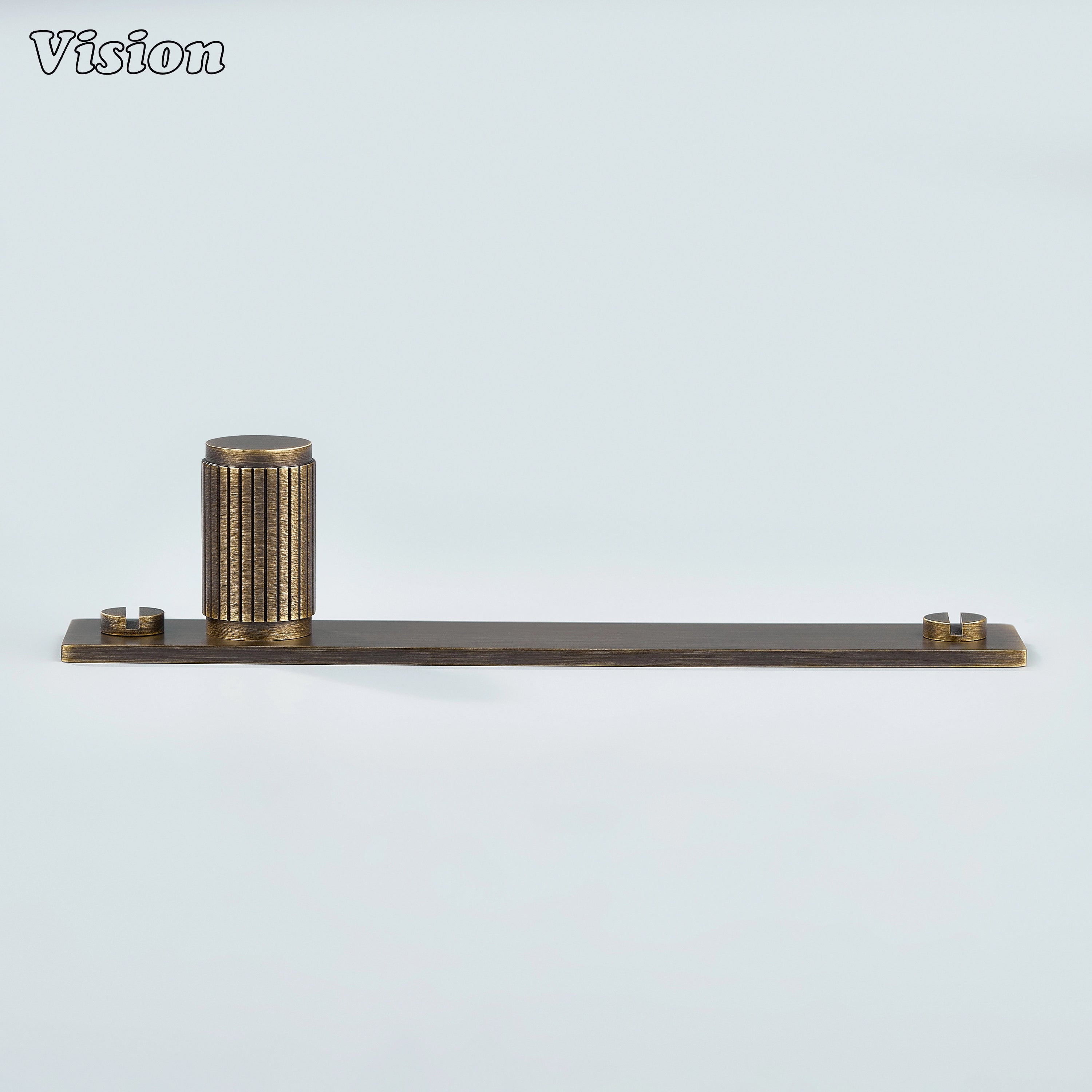 Solid brass Antique Bronze linear knurled cylinder knob with backplate for furniture storage