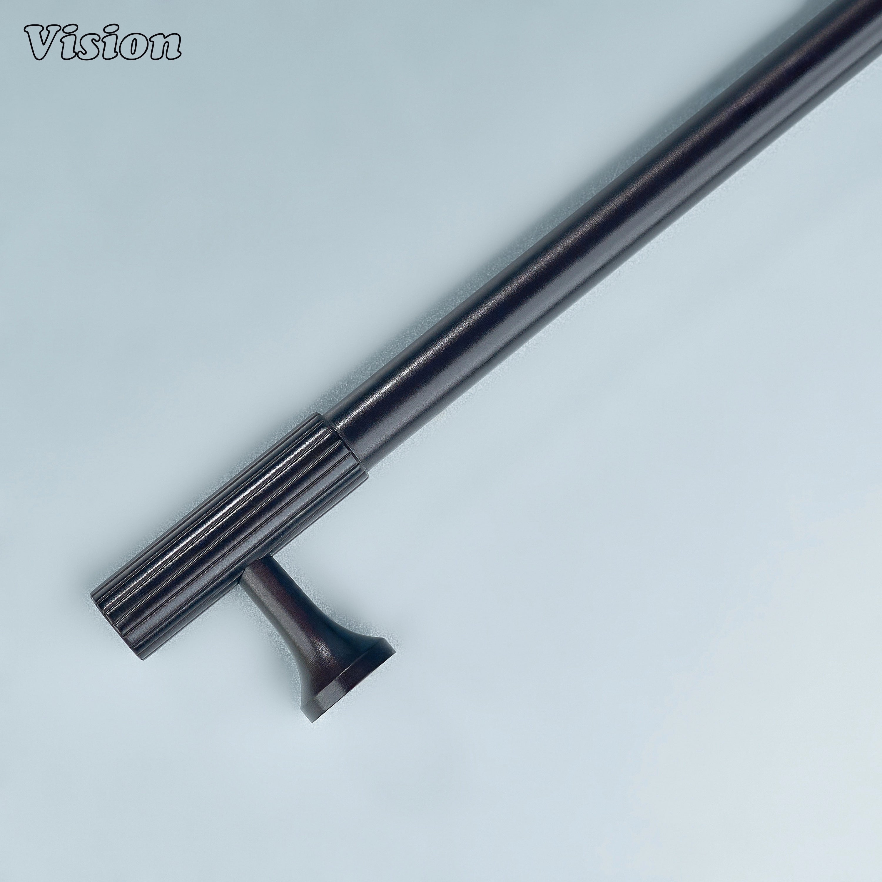 Stylish oil rubbed bronze handle with textured knurled ends for interior cabinetry.