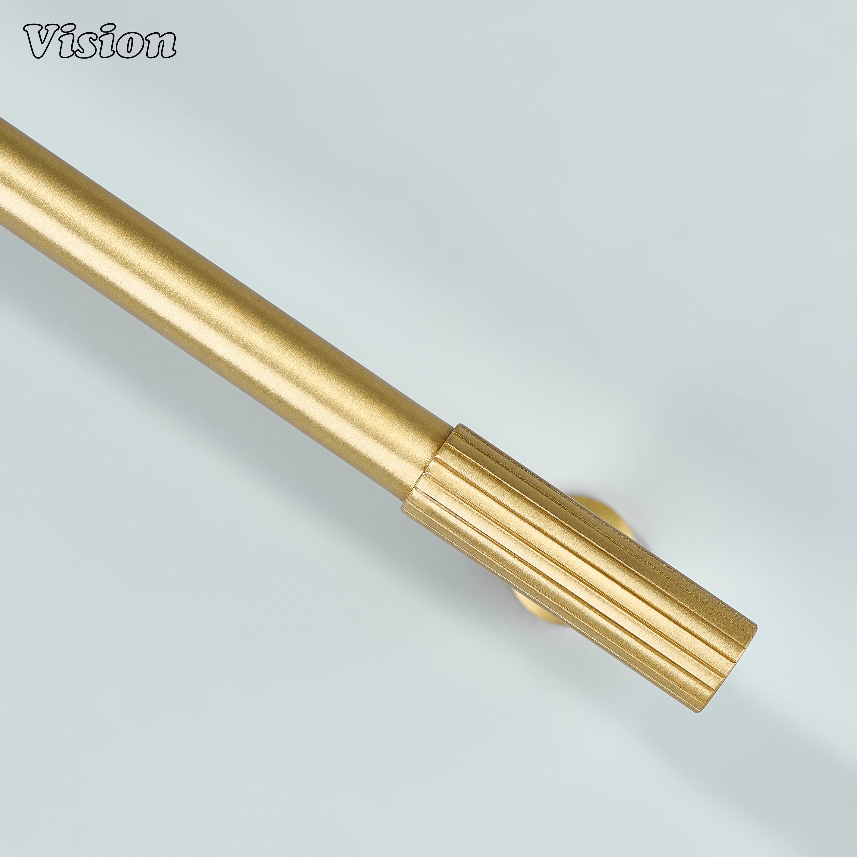 Solid brass gold handle designed with linear texture accents for luxury interiors.