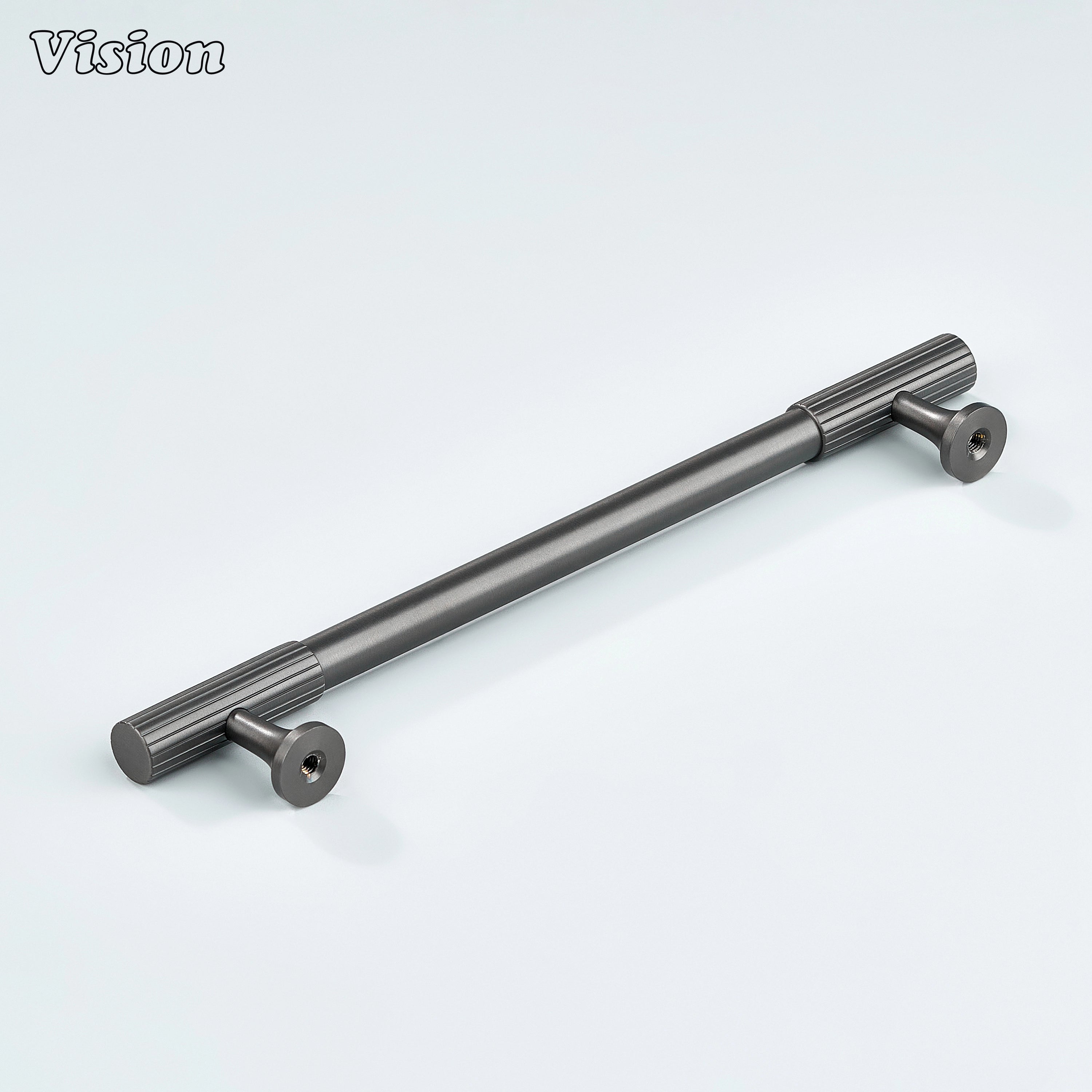 Solid brass gunmetal handle with durable modern finish and textured edges.