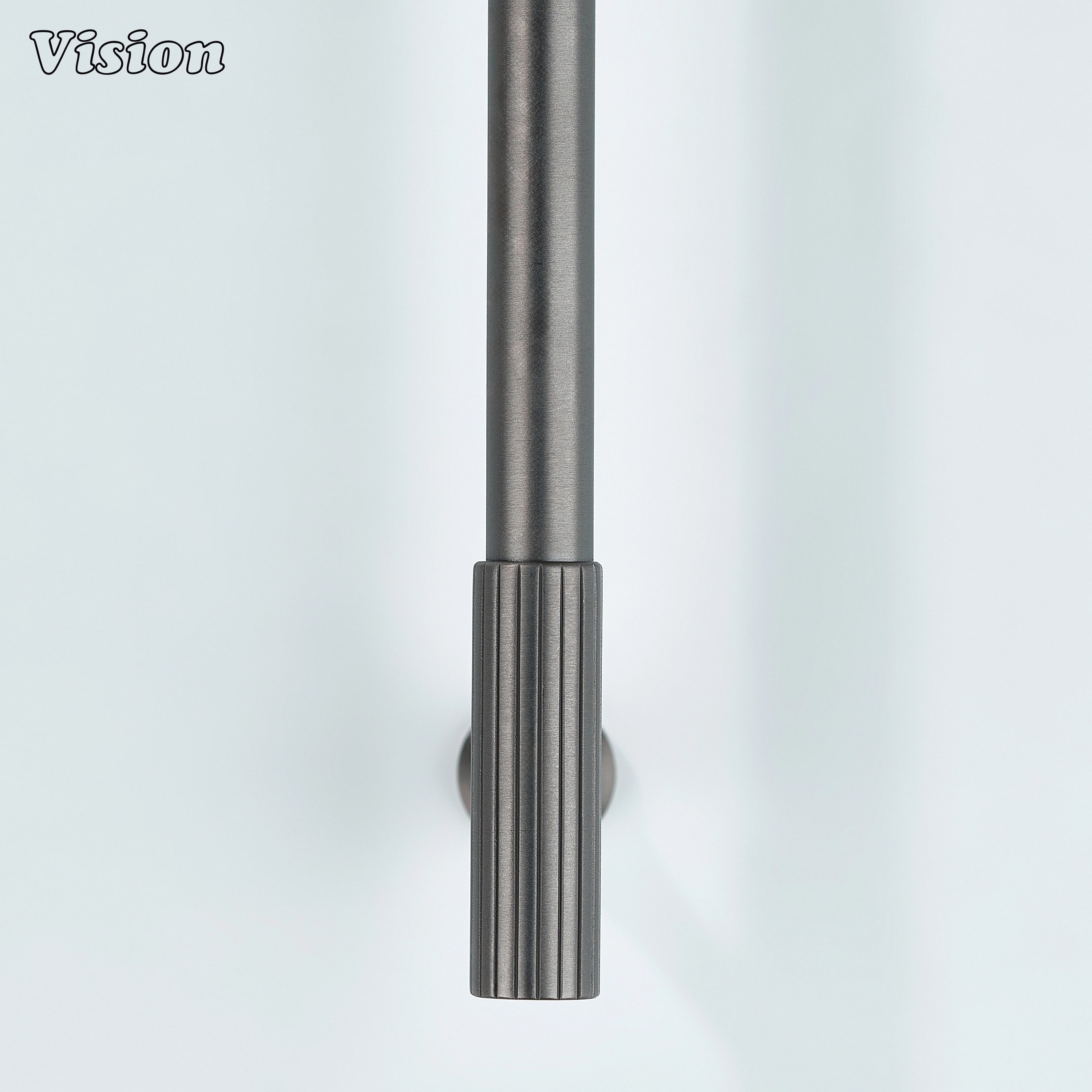 Linear-knurled gunmetal brass handle built for modern interior upgrades.