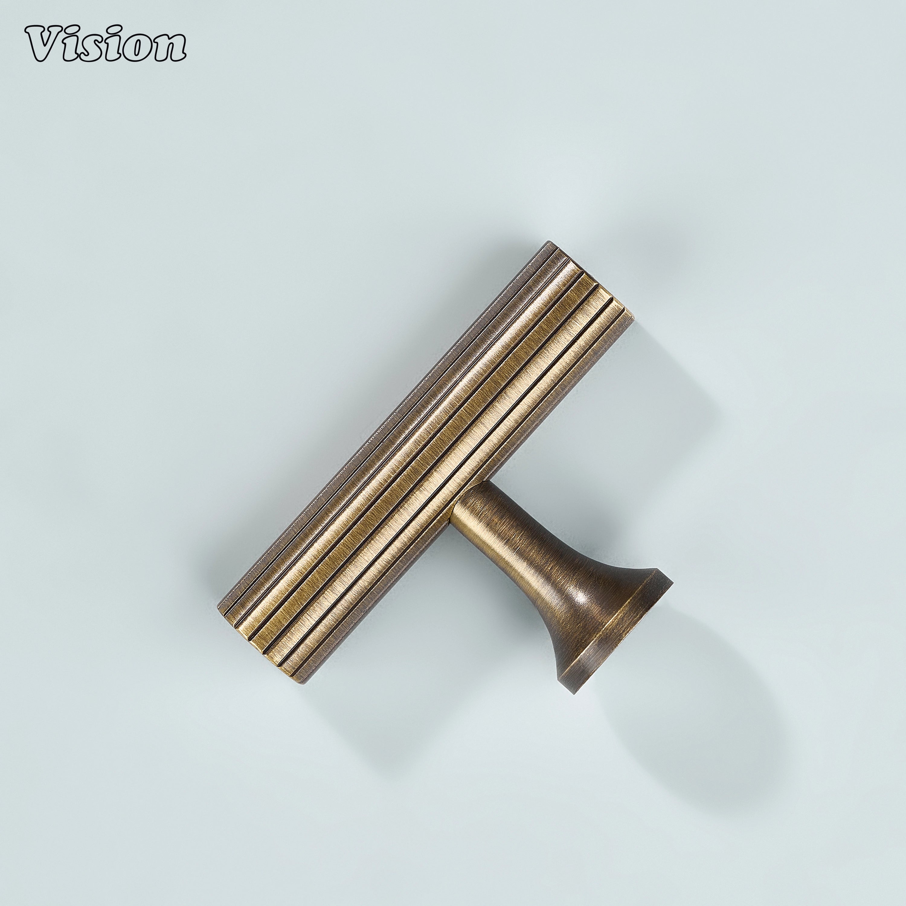 Textured antique bronze linear knurled T-knob.