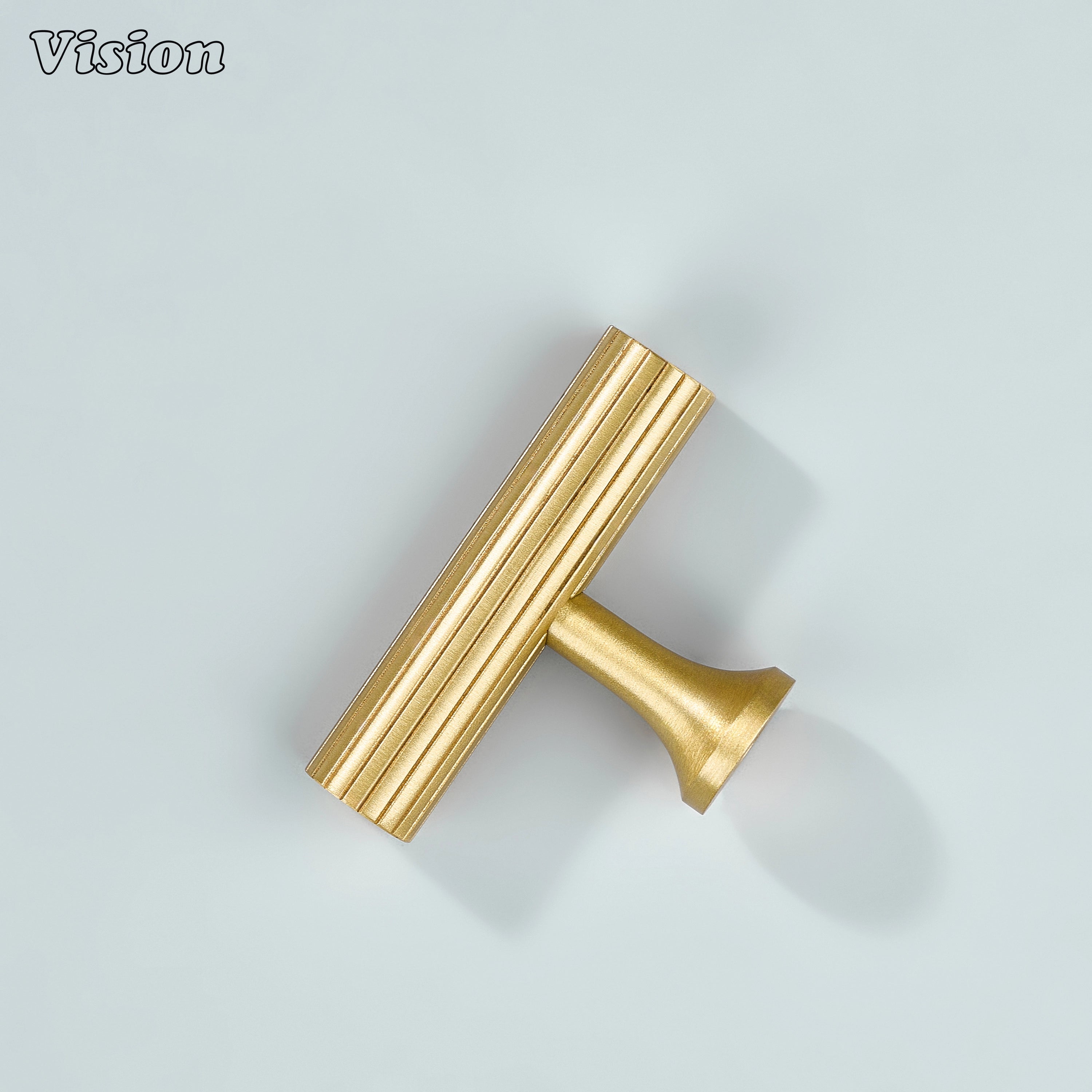 Luxury gold brass T-knob for wardrobes and kitchen cabinets.
