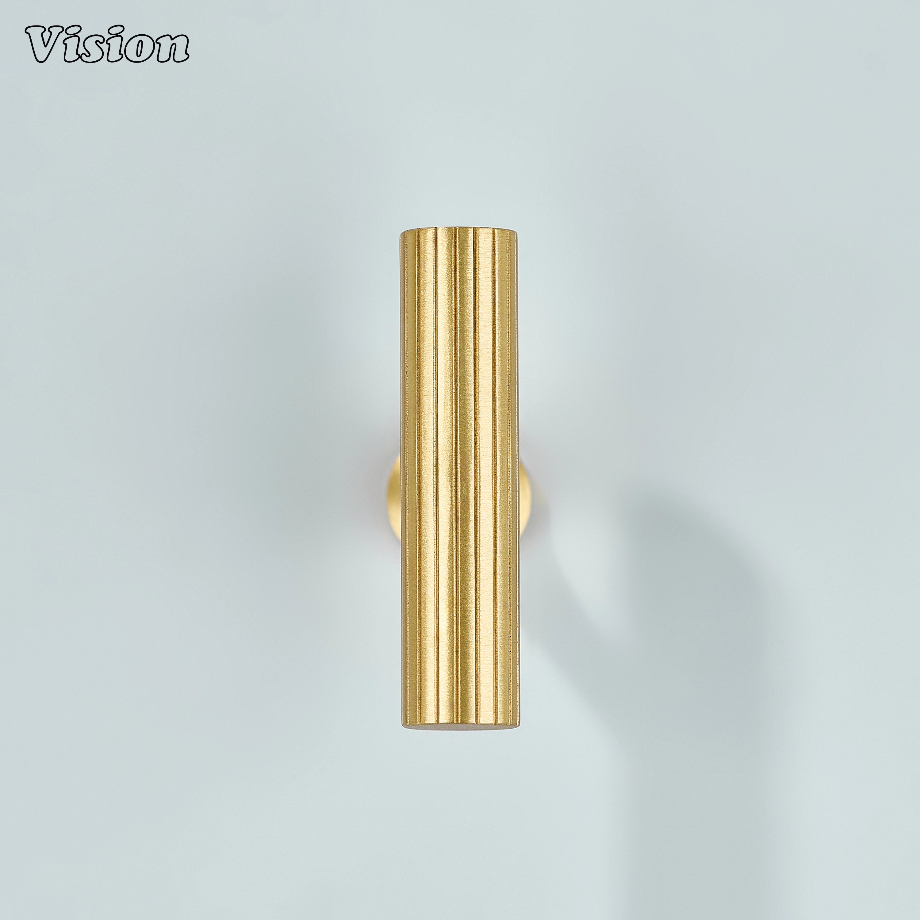 Contemporary gold knurled T-knob for furniture hardware.
