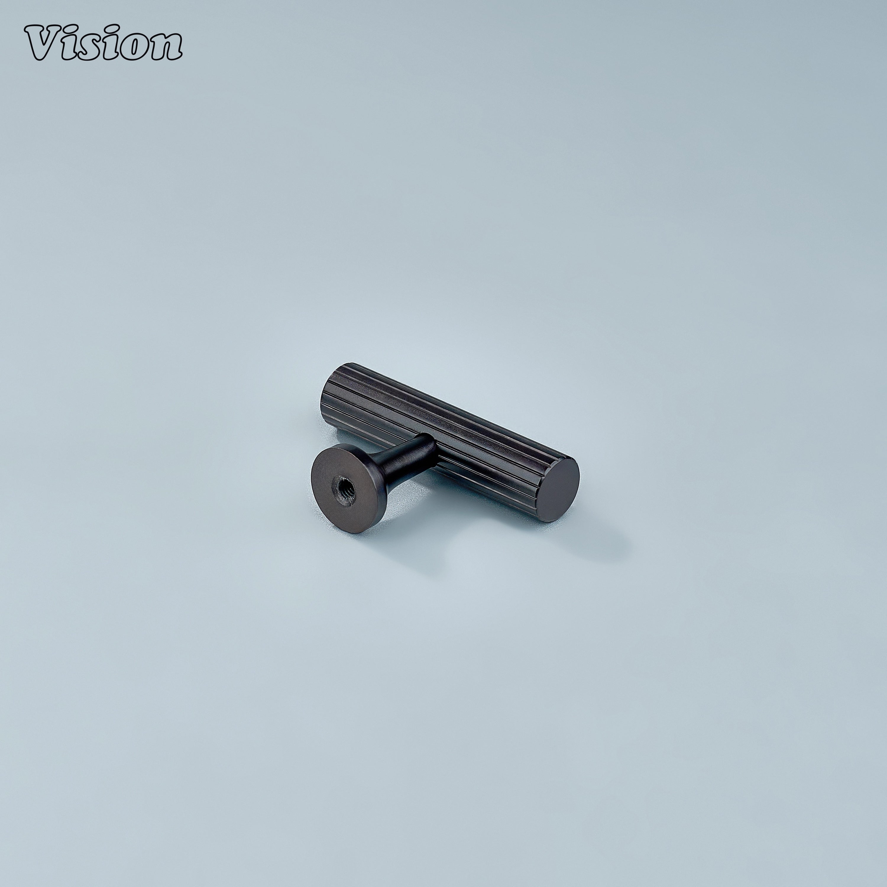 Solid brass oil rubbed bronze linear knurled cabinet knob.