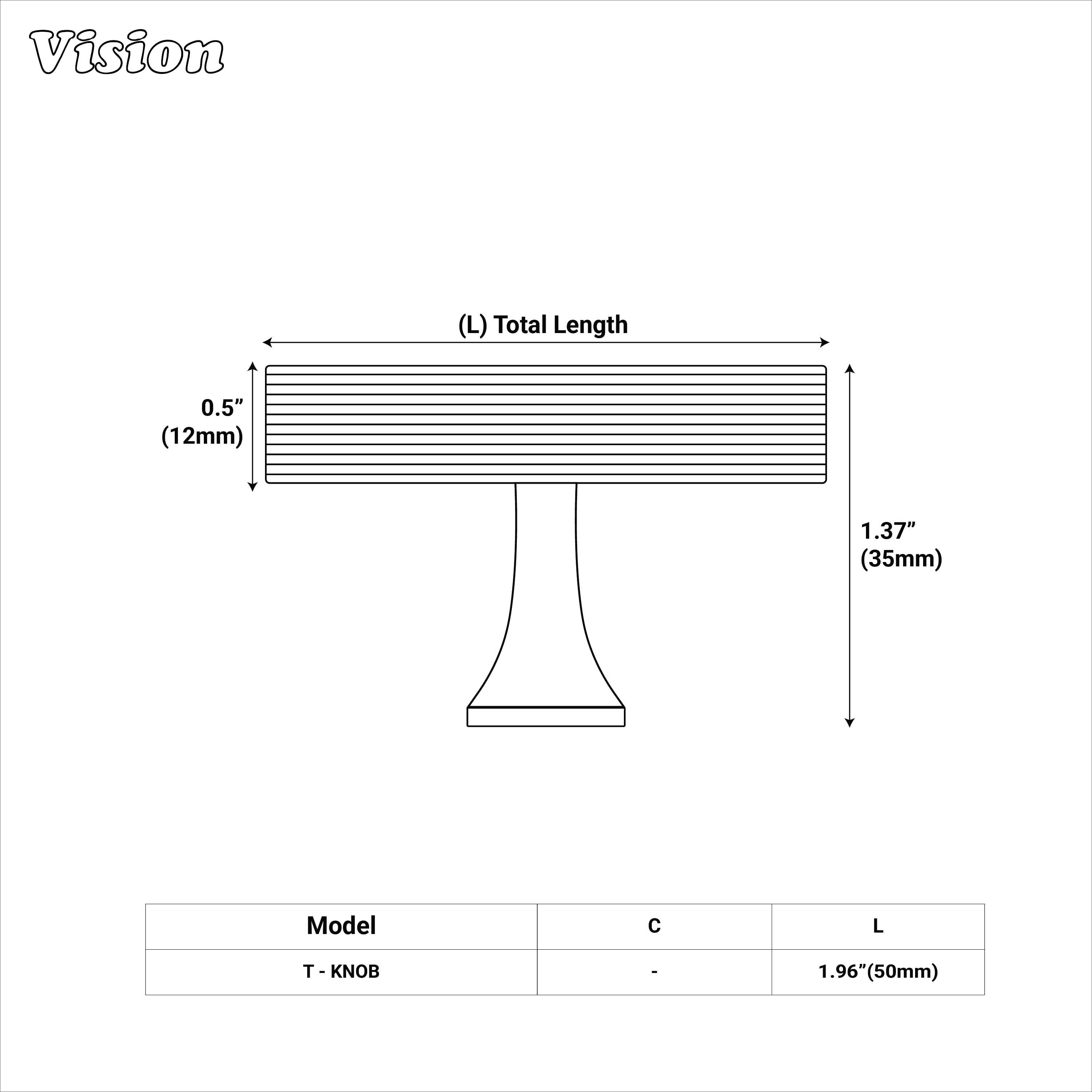 Silver linear knurled knob for kitchen and bathroom cabinets.