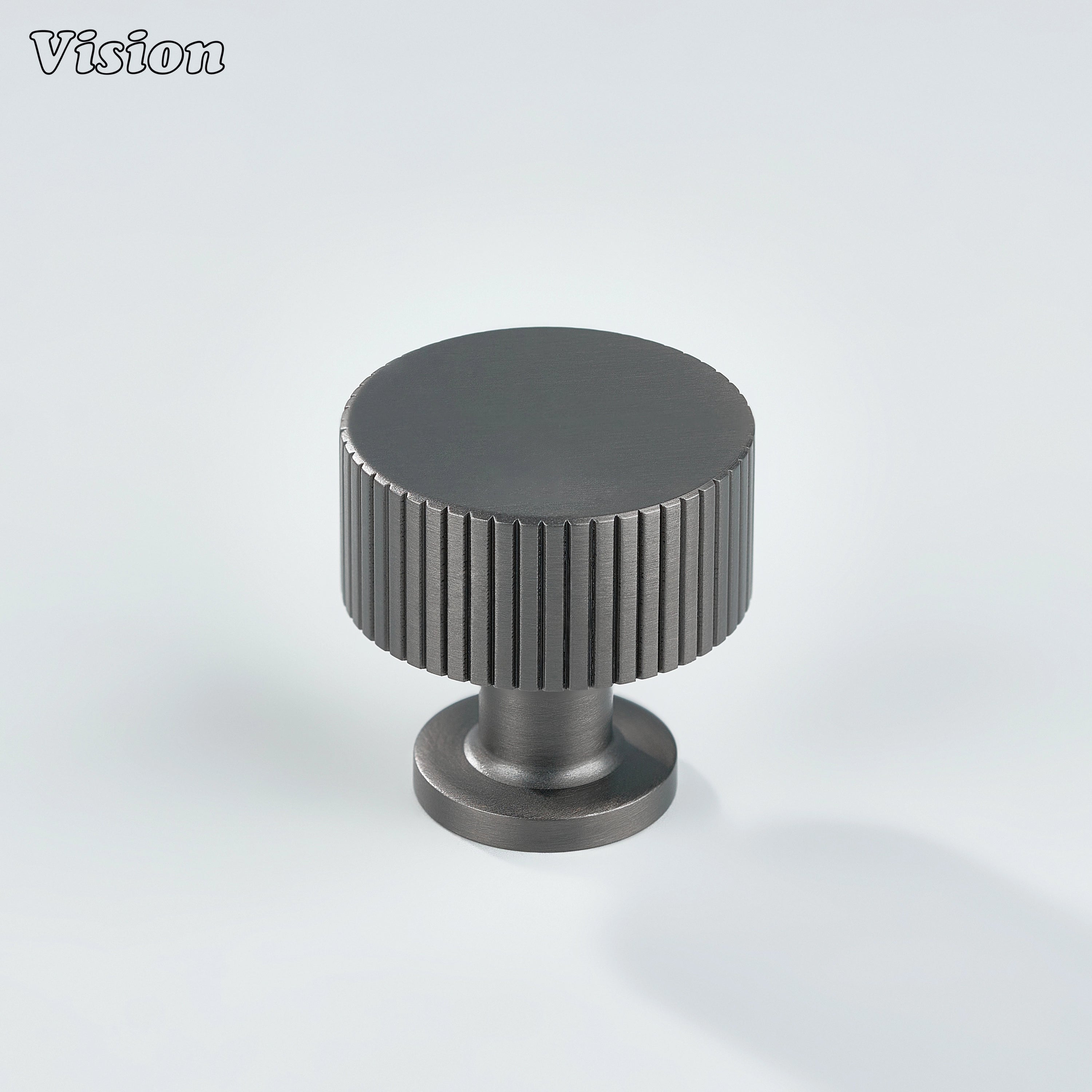 Gunmetal linear knurled cabinet knob designed with round shape for drawers and cabinets
