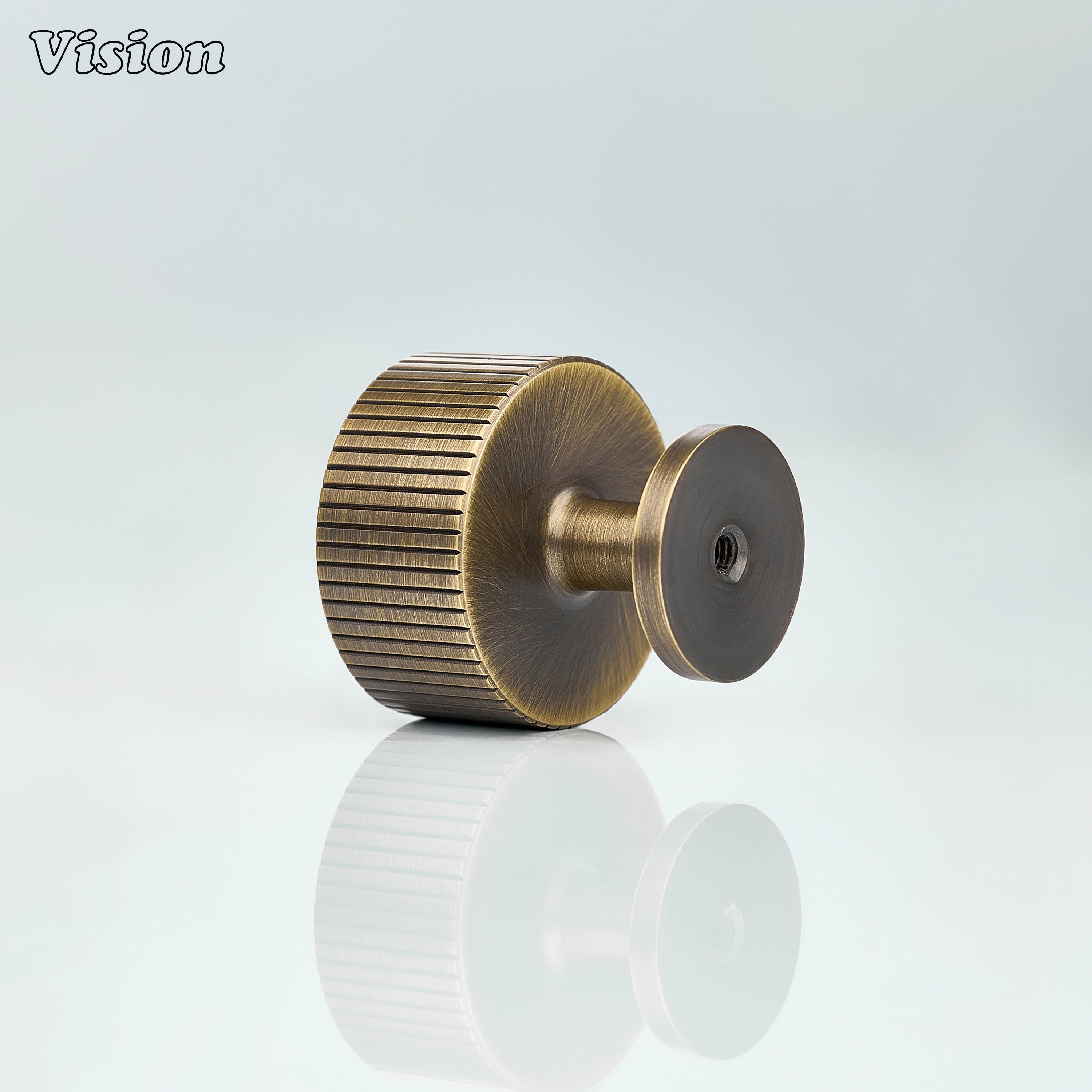Antique Bronze brass cabinet knob with linear knurled round grip for cabinet applications