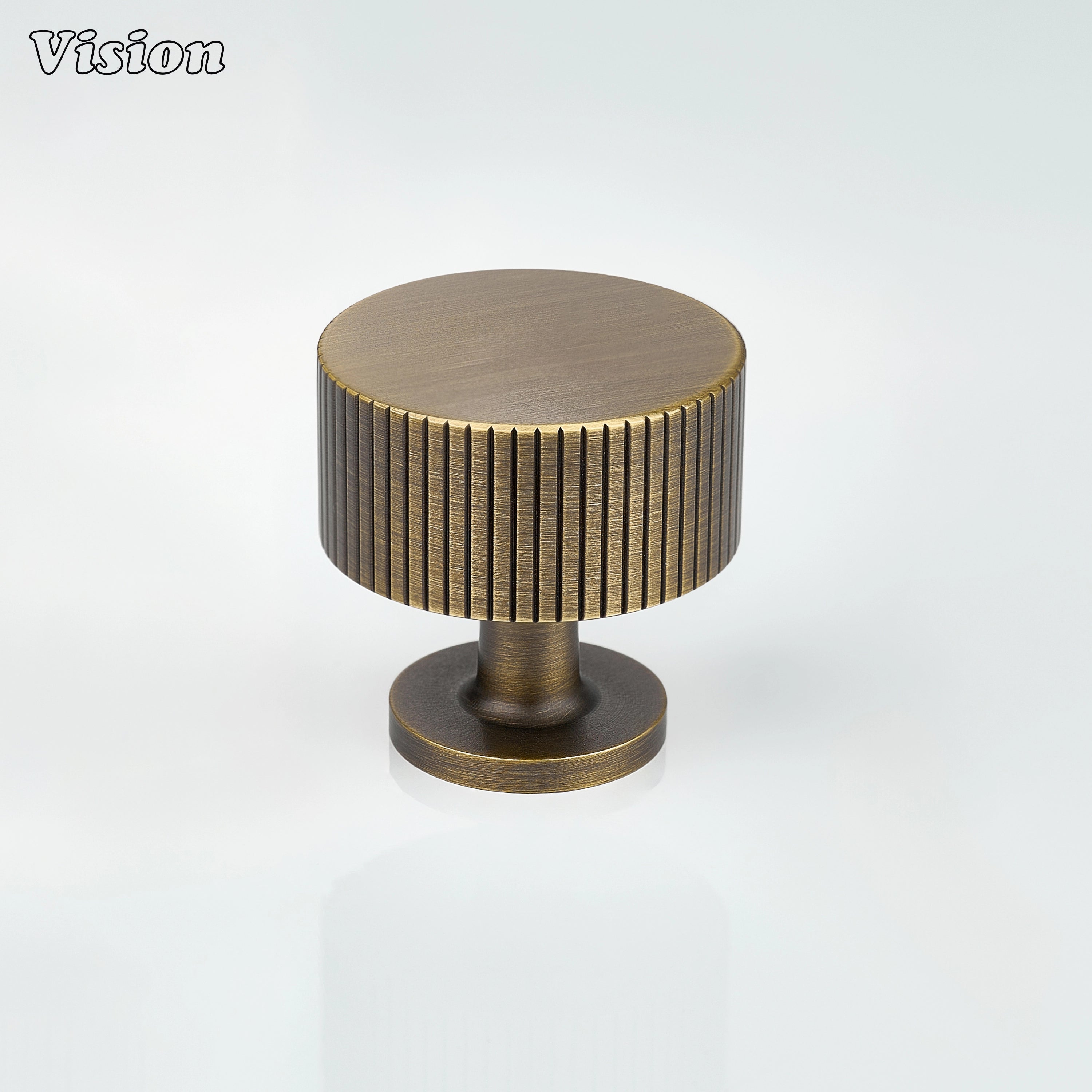 Antique Bronze linear knurled cabinet knob with solid round profile for drawers and wardrobes
