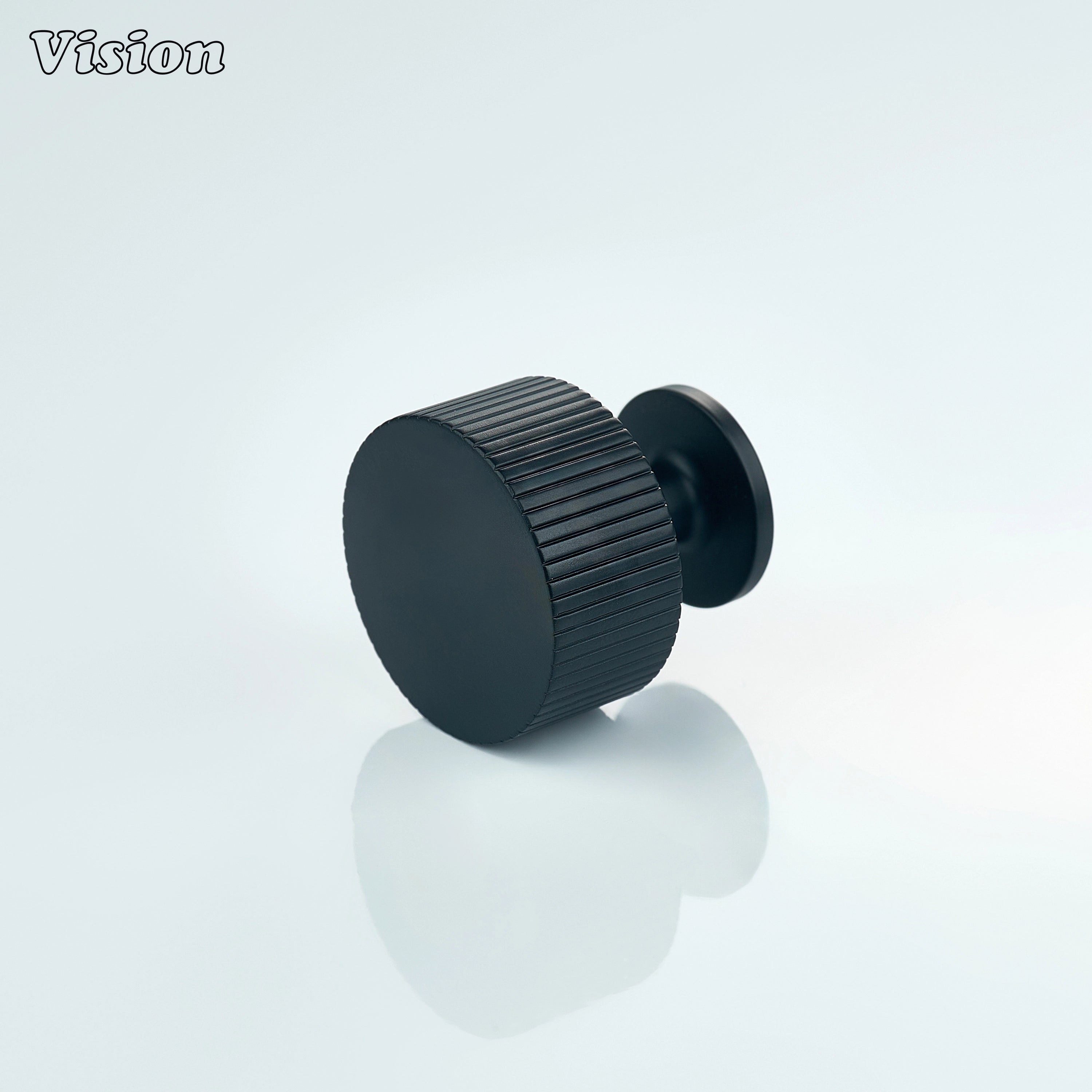Black linear knurled cabinet knob with round profile for kitchen cabinets and drawers