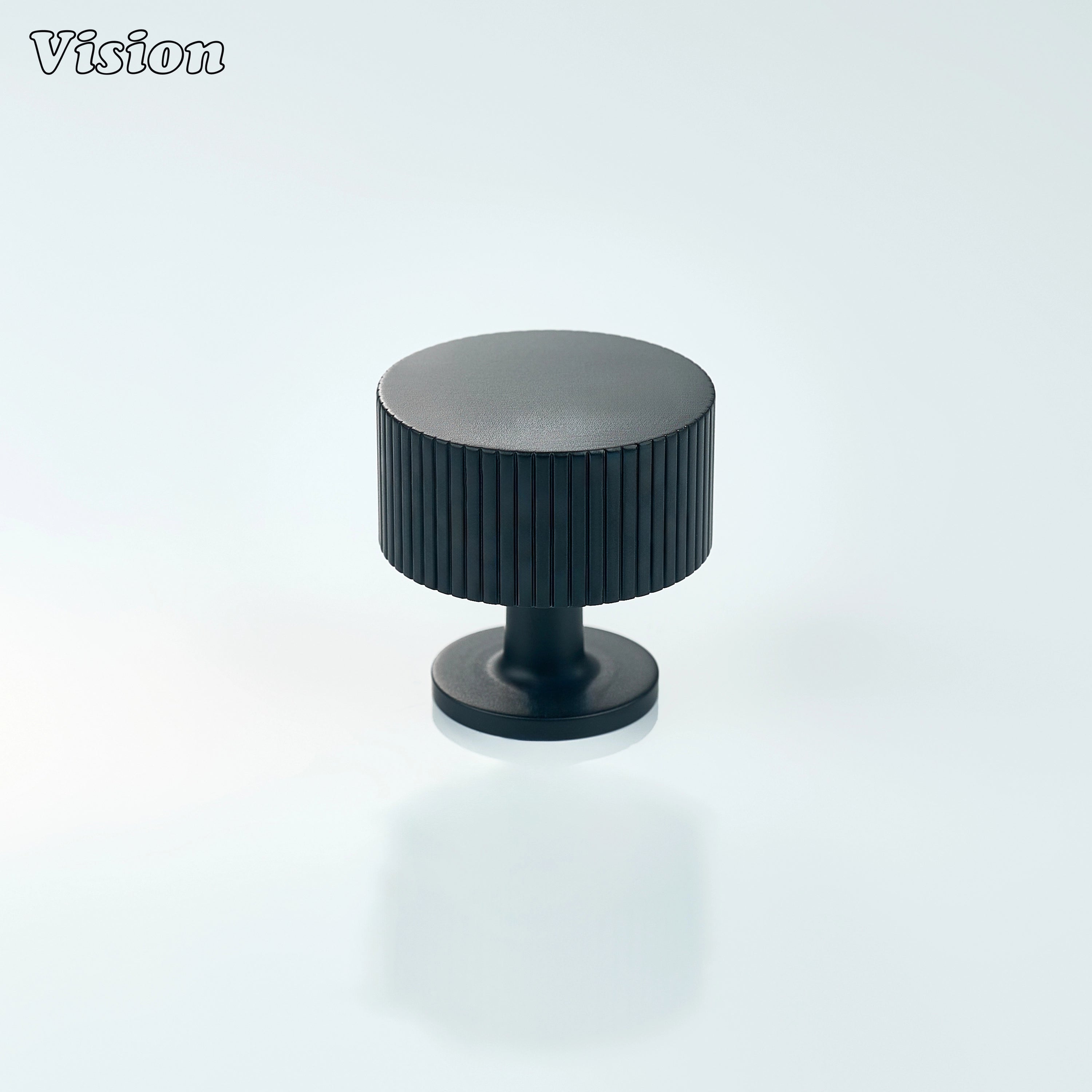 Black brass cabinet knob with linear knurled round grip for cabinet hardware use