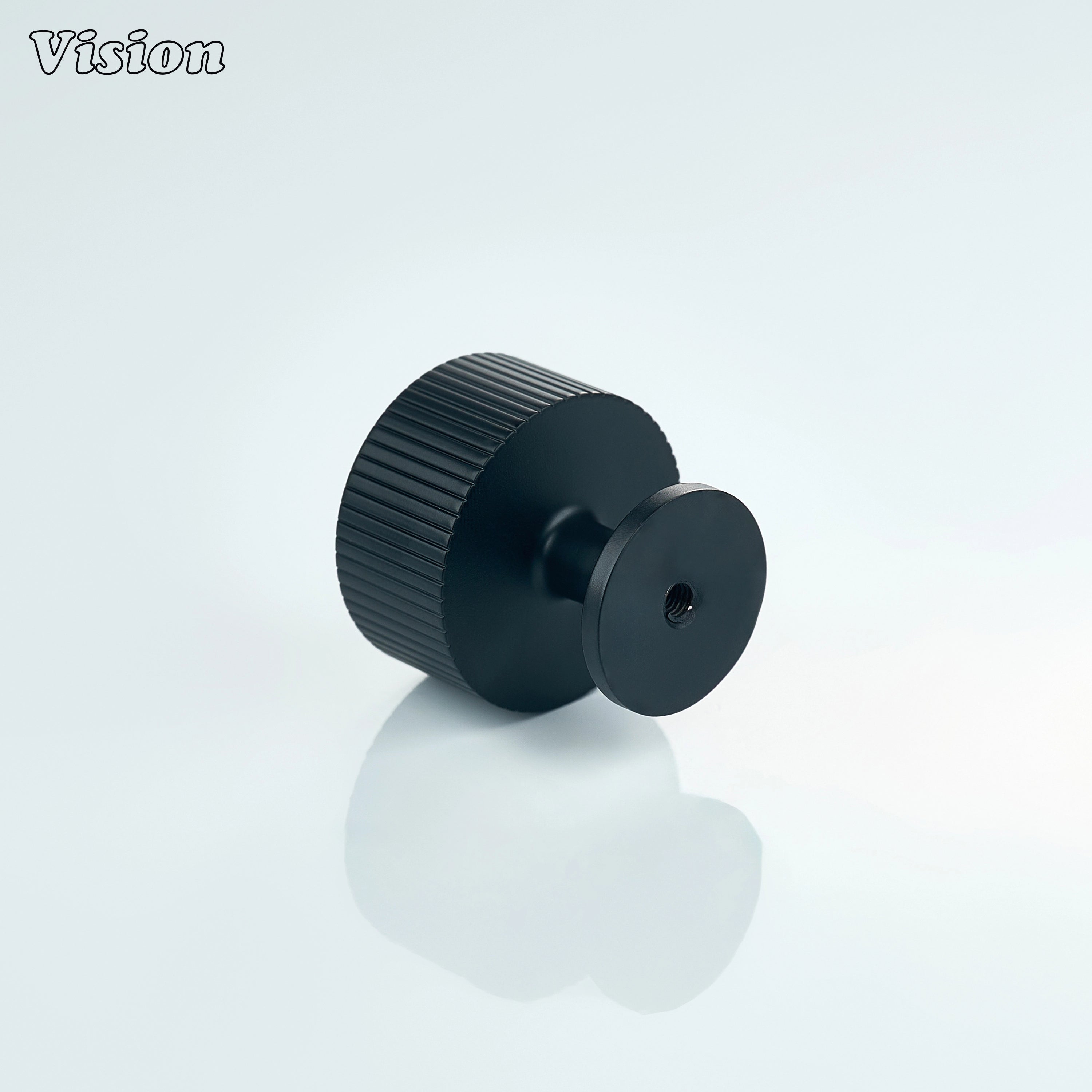 Black linear knurled cabinet knob designed with round shape for drawers and cabinets