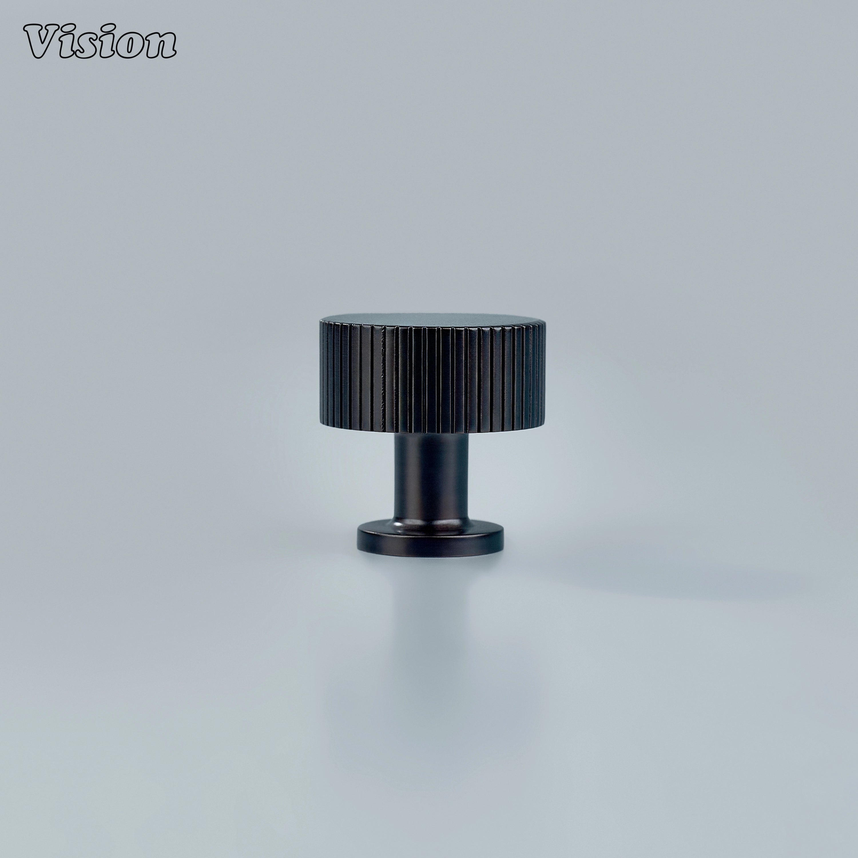 Oil Rubbed Bronze brass cabinet knob with linear knurled round grip for cabinets