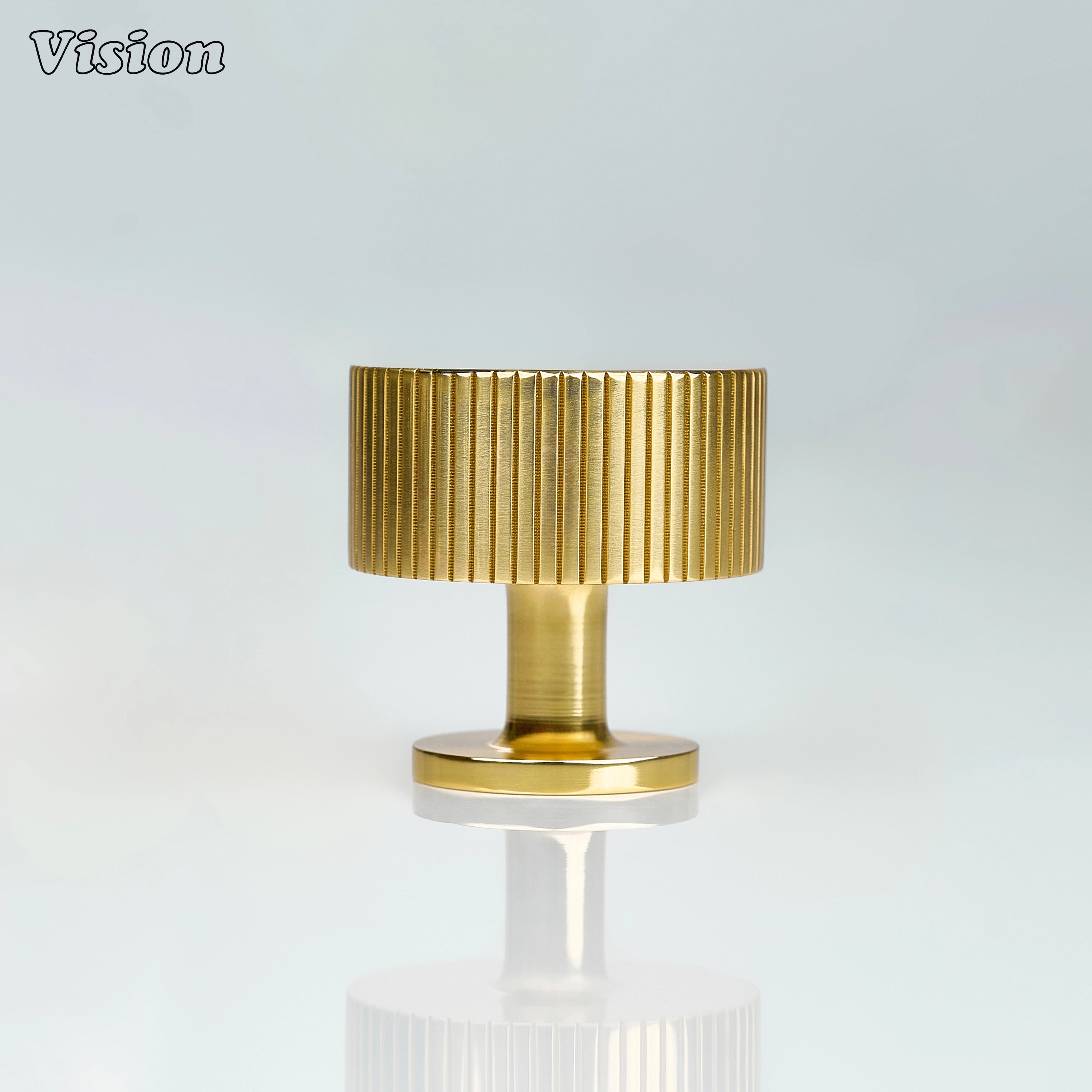 Polished Brass Lacquered brass cabinet knob with linear knurled round grip for cabinet applications
