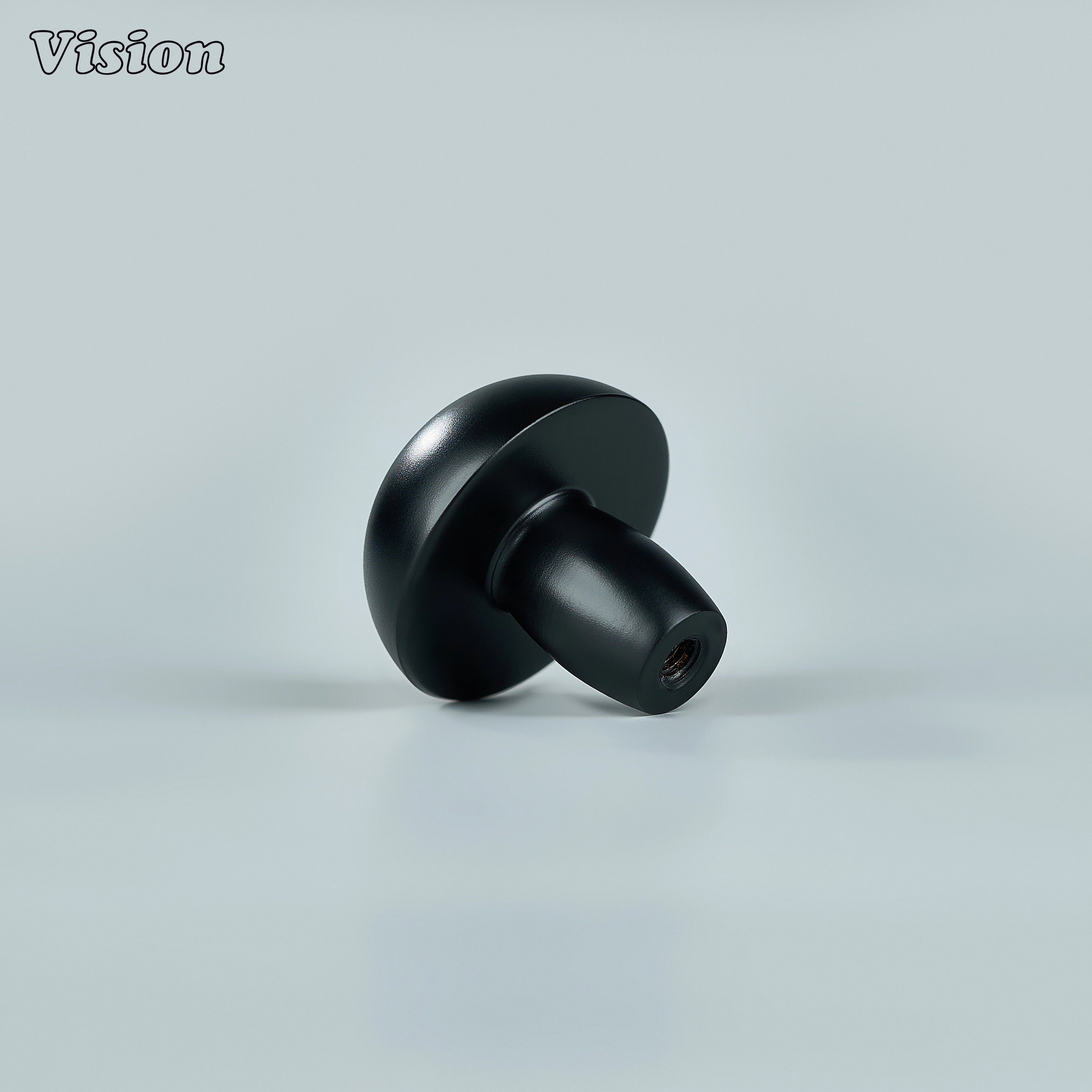 Solid brass Black cabinet knob featuring smooth mushroom design for wardrobes and dresser furniture