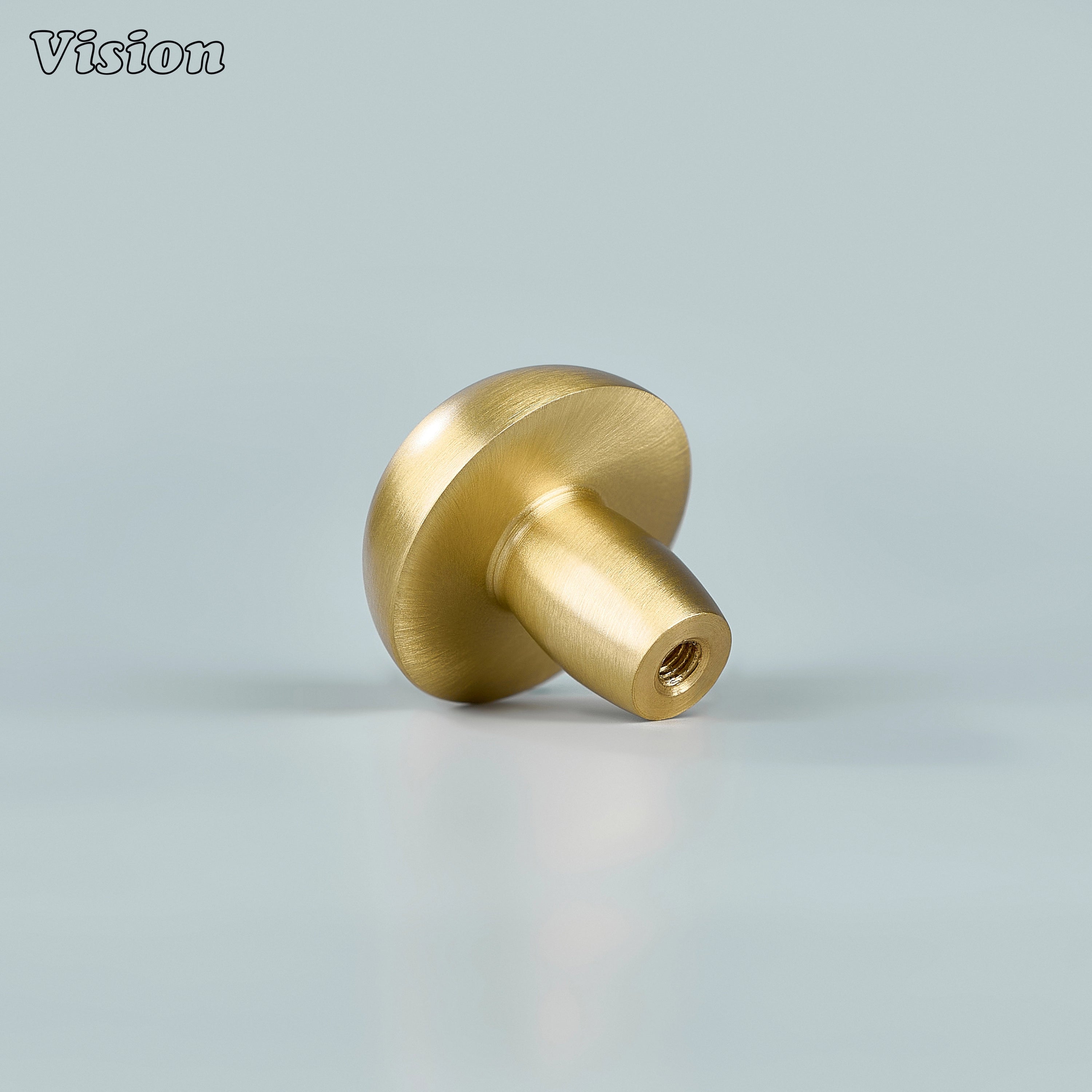 Solid brass Gold cabinet knob with rounded mushroom design for dresser drawers and wardrobe furniture 