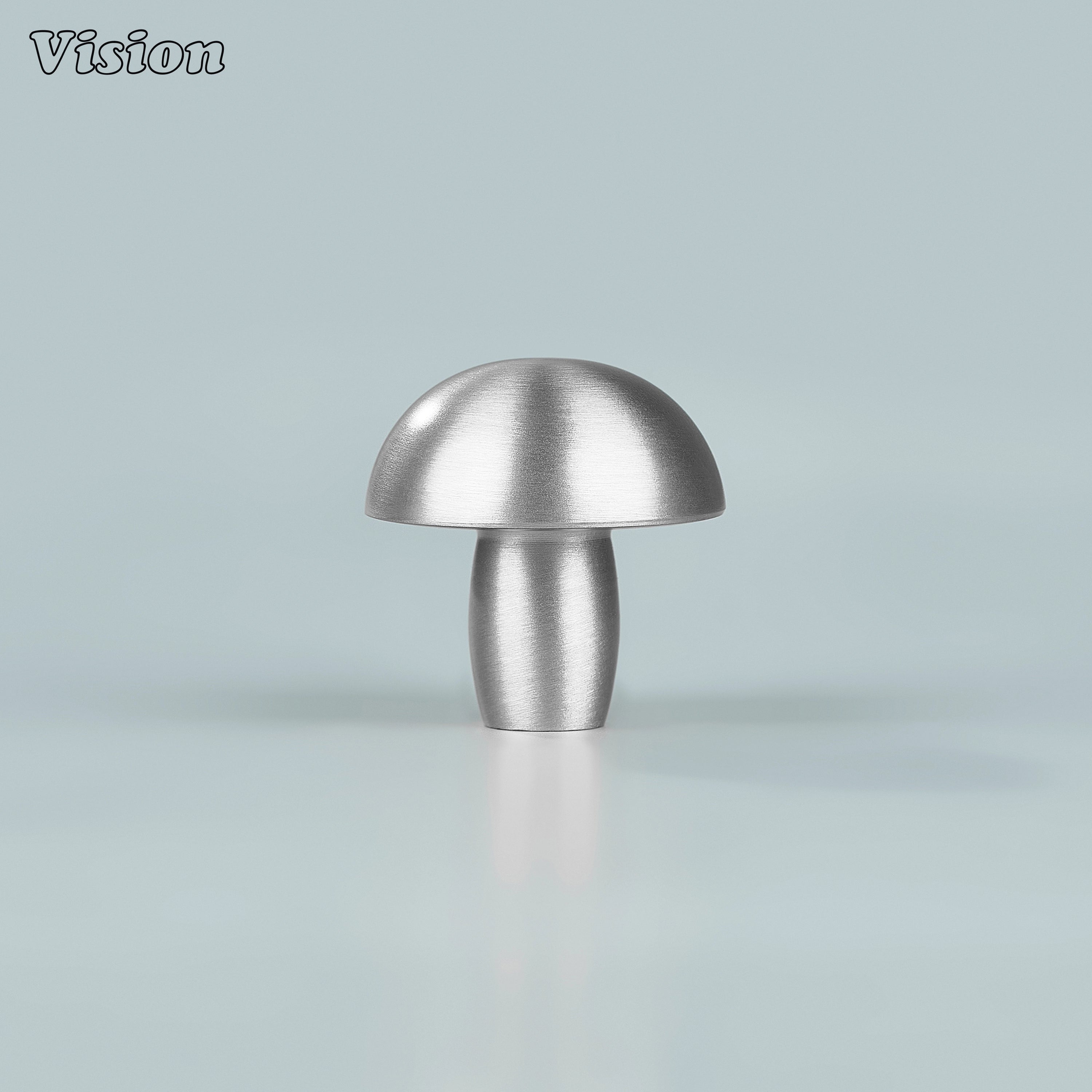 Silver solid brass mushroom cabinet knob with smooth round profile for kitchen cabinets and drawer furniture