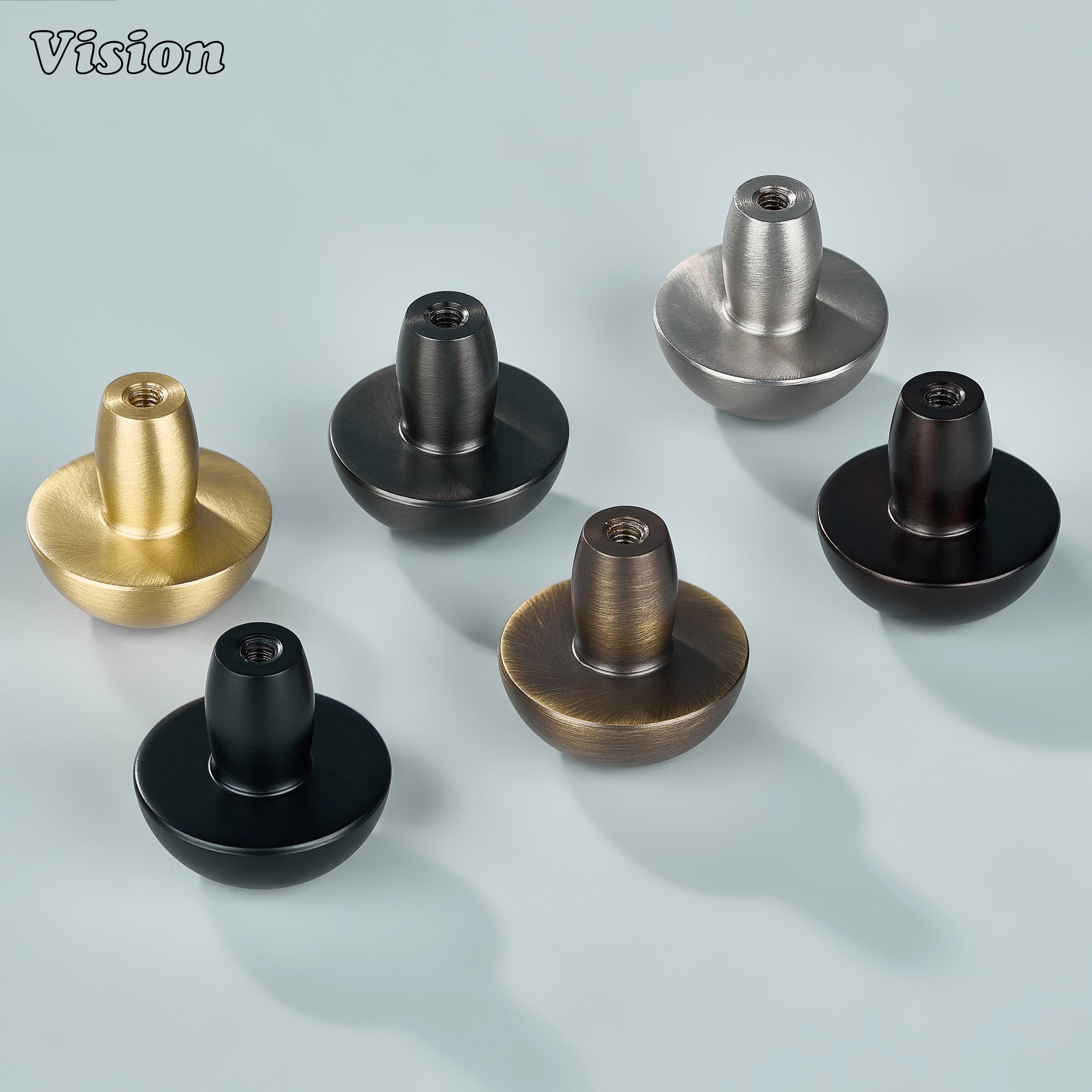 Modern Silver mushroom cabinet knob with curved dome top for furniture drawers and cabinet applications