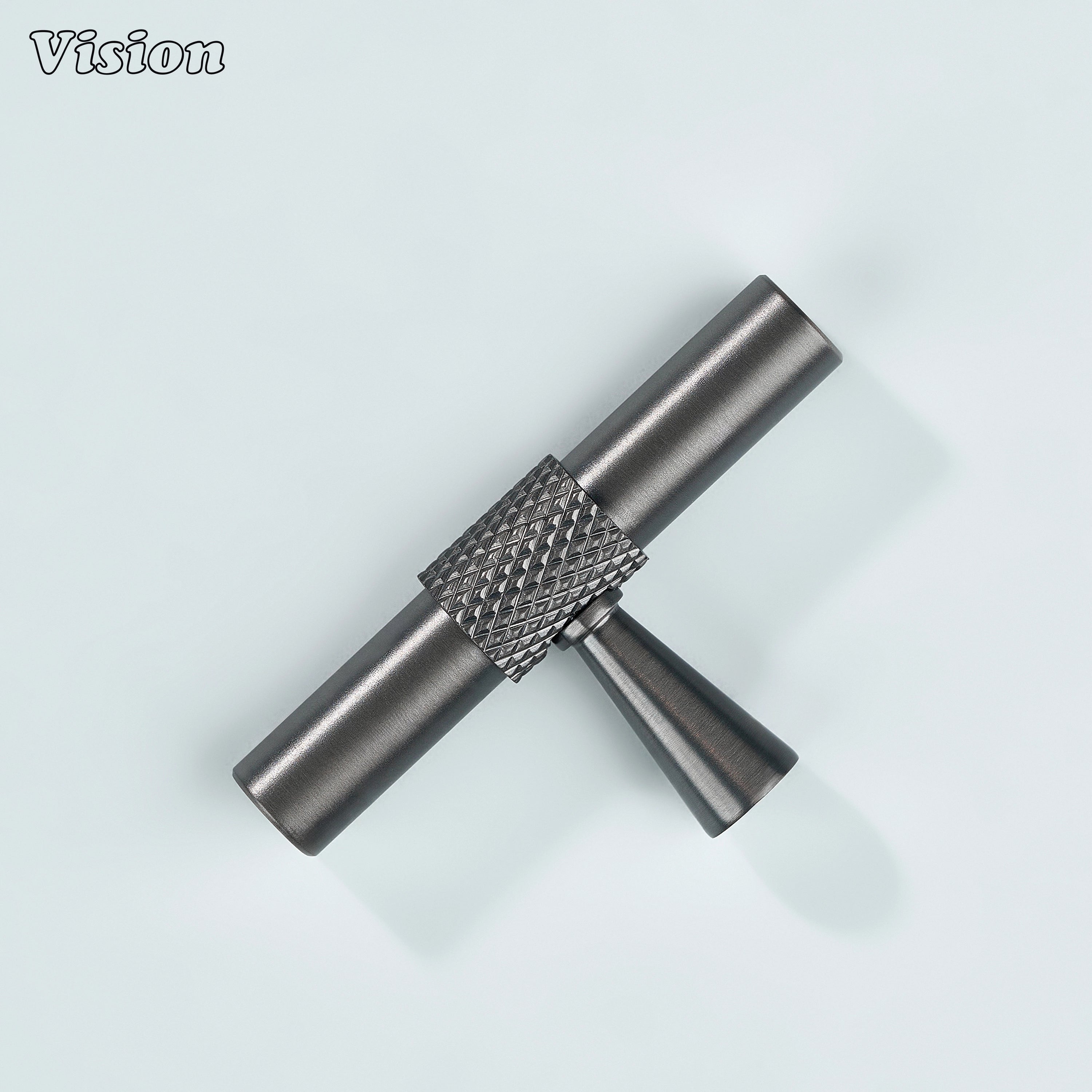 Knurled gunmetal T-Knob crafted from solid brass for wardrobe cabinets.