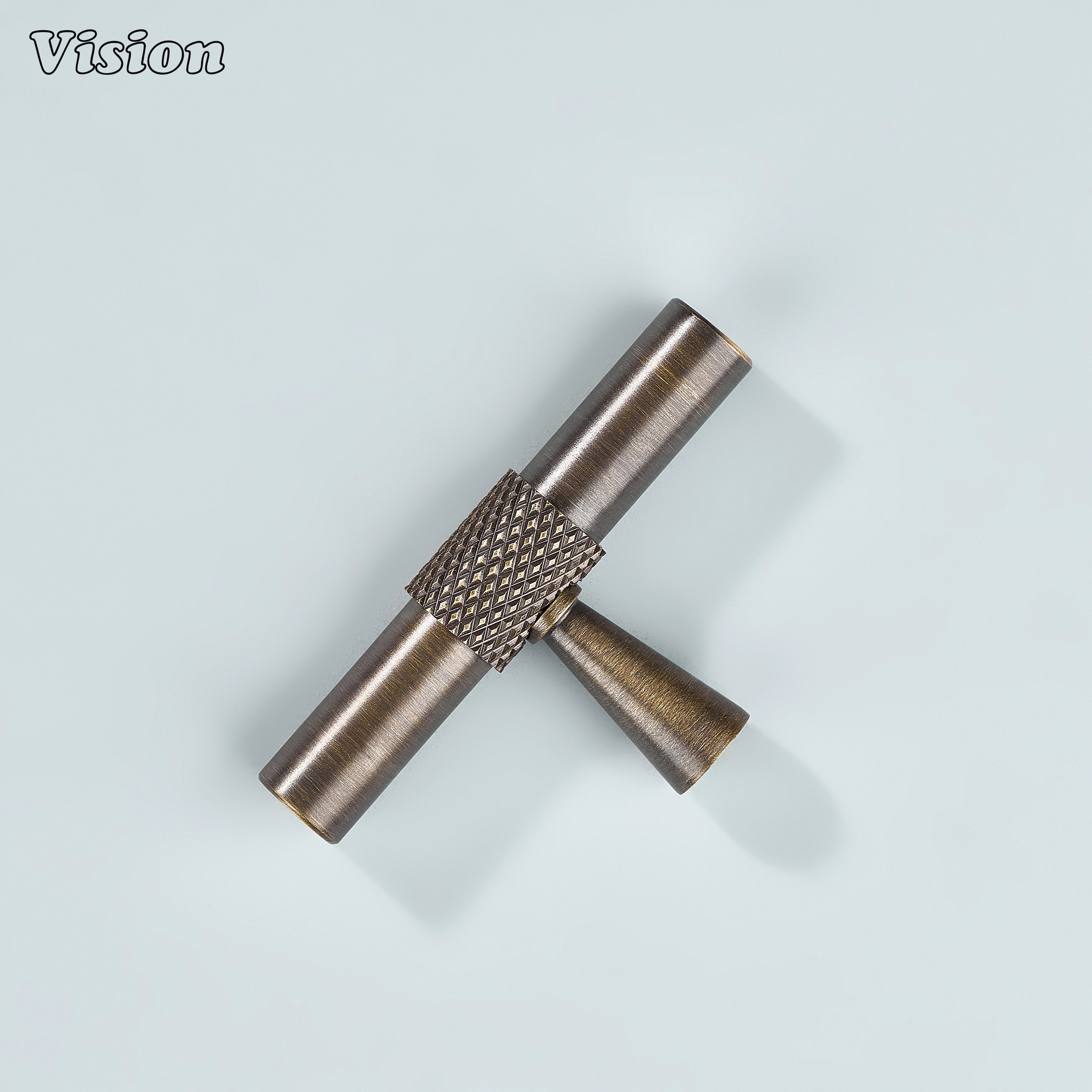 Premium brass T-Knob in antique bronze finish for modern cabinets.