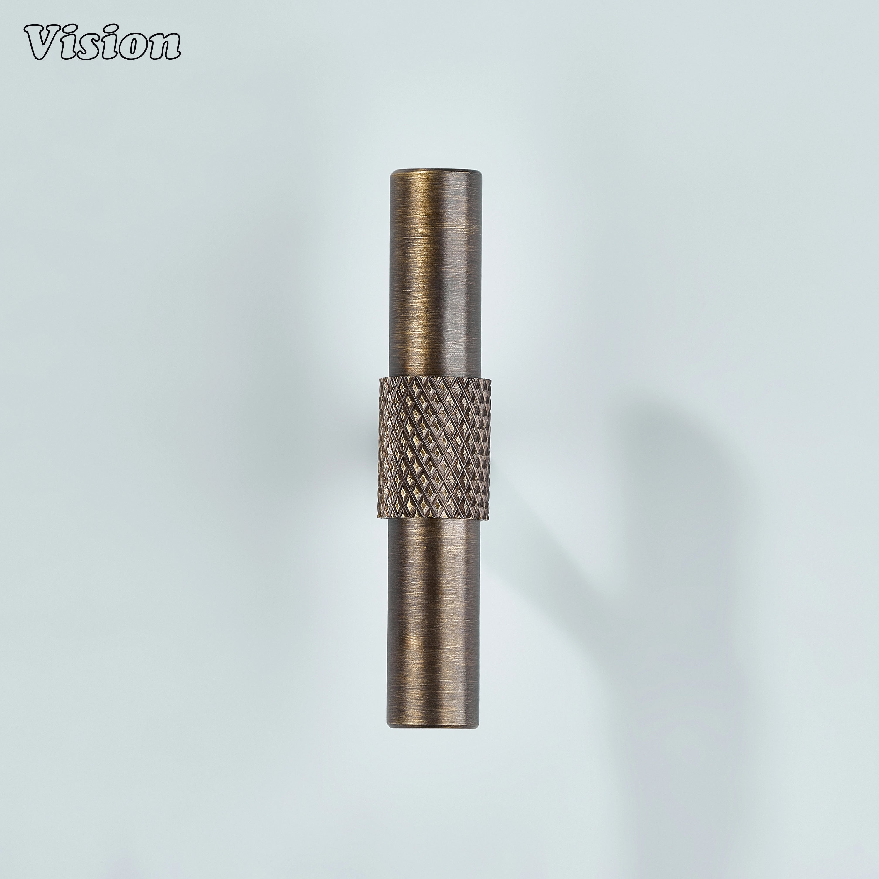 Knurled antique bronze brass T-Knob offering firm grip for drawers.