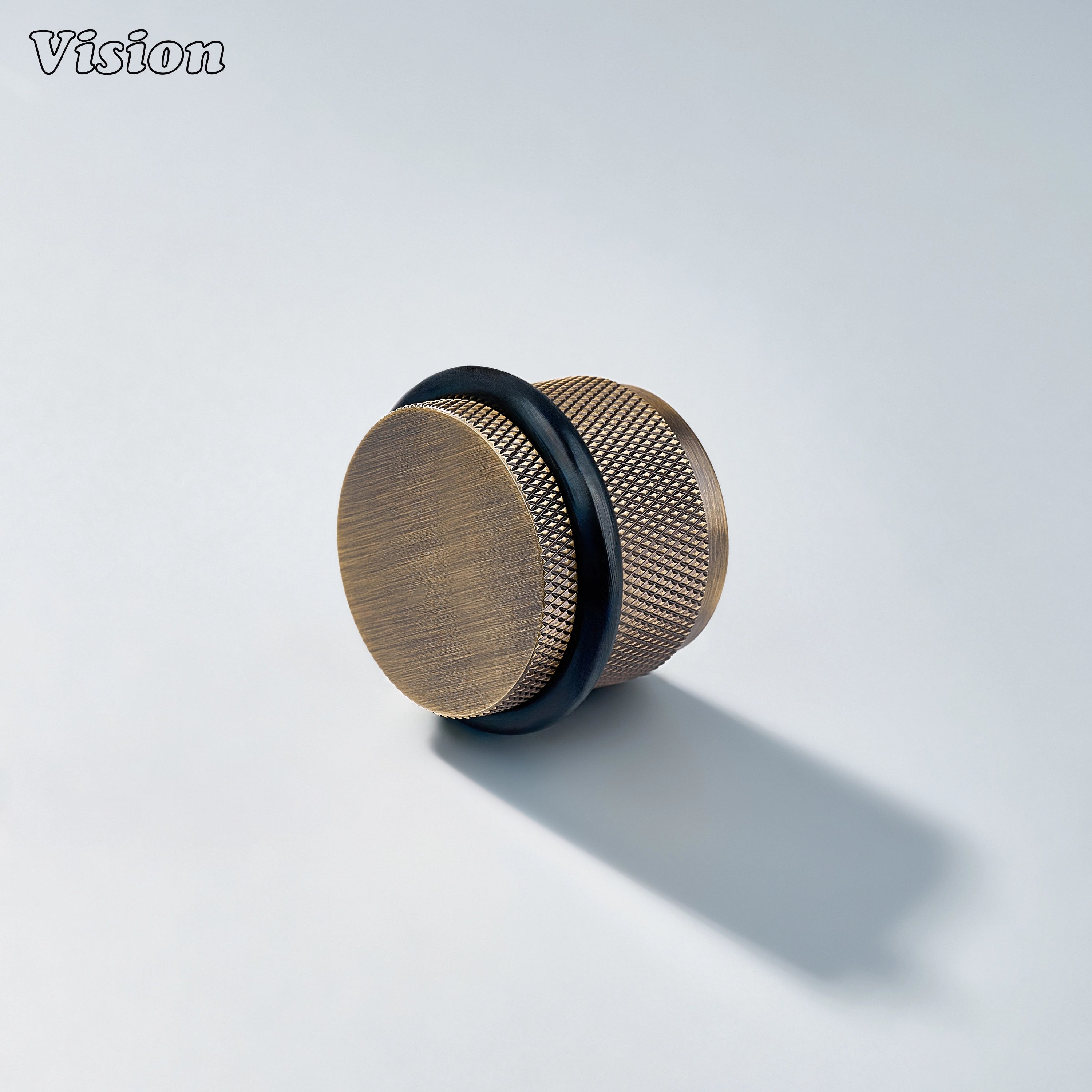 Antique Bronze diamond knurled solid brass door stop with rubber bumper for protecting kitchen cabinet doors and walls