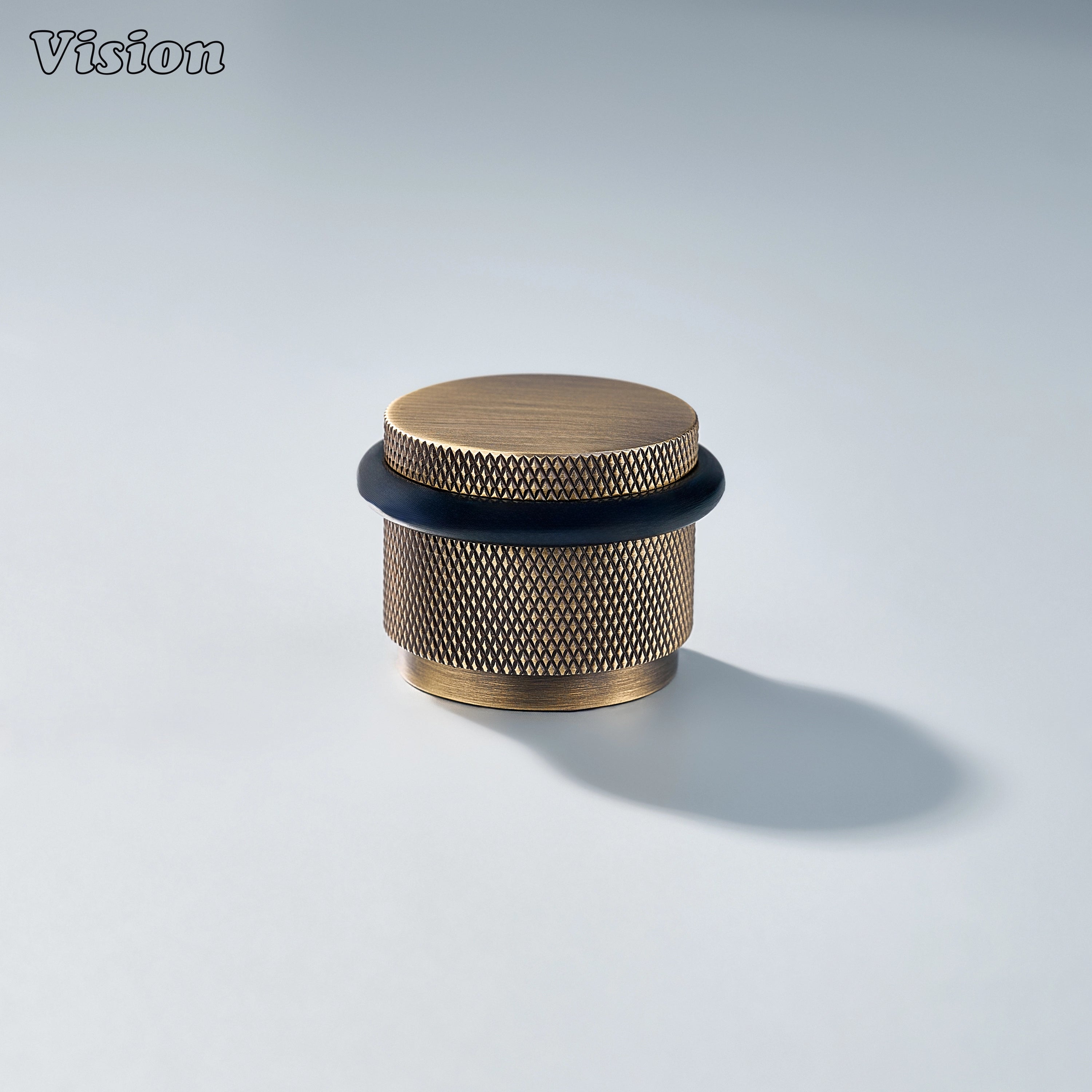 Premium Antique Bronze brass door stop with knurled texture and impact-resistant bumper for office interiors