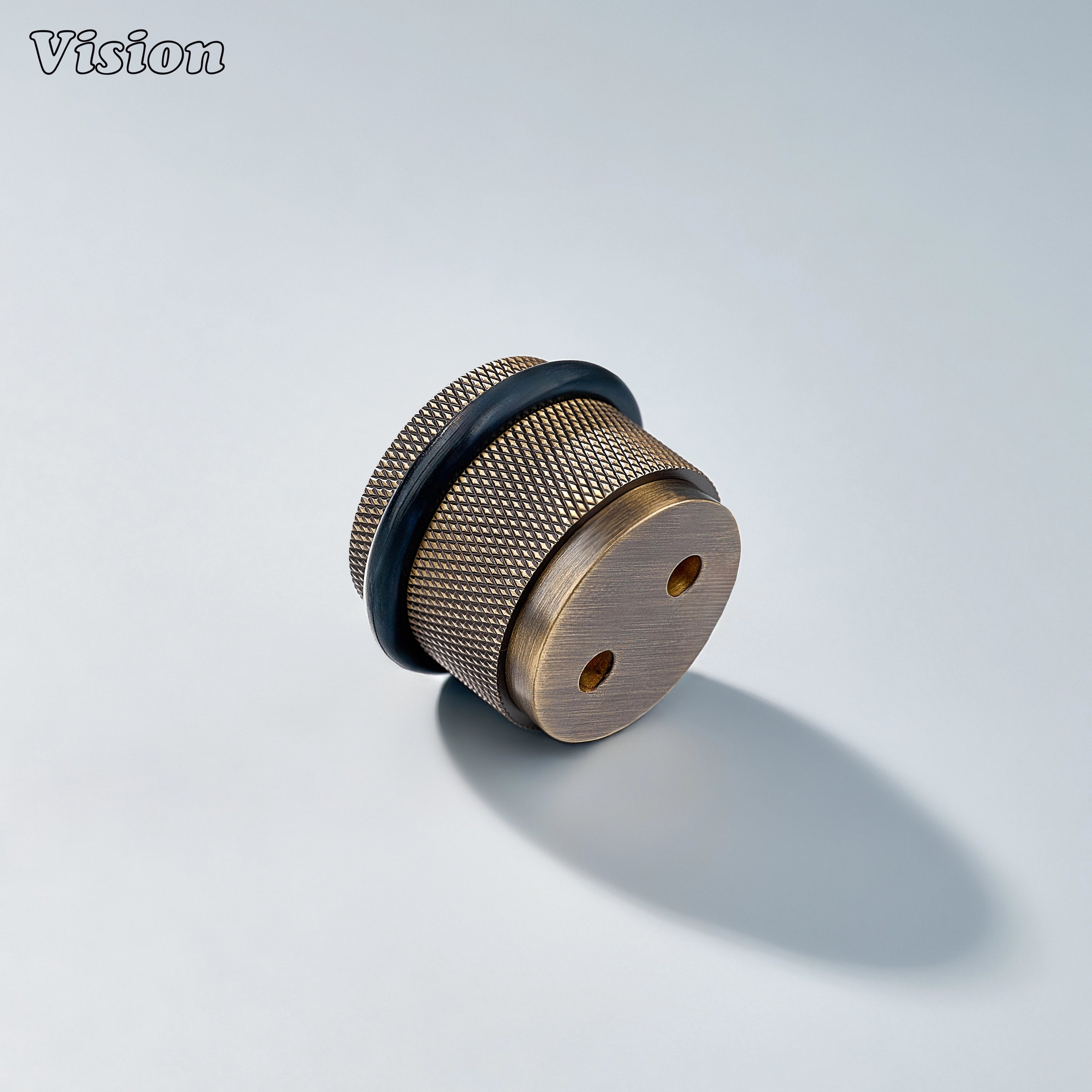 Antique Bronze finish solid brass door stop with decorative knurled body for protecting drawers and wall surfaces