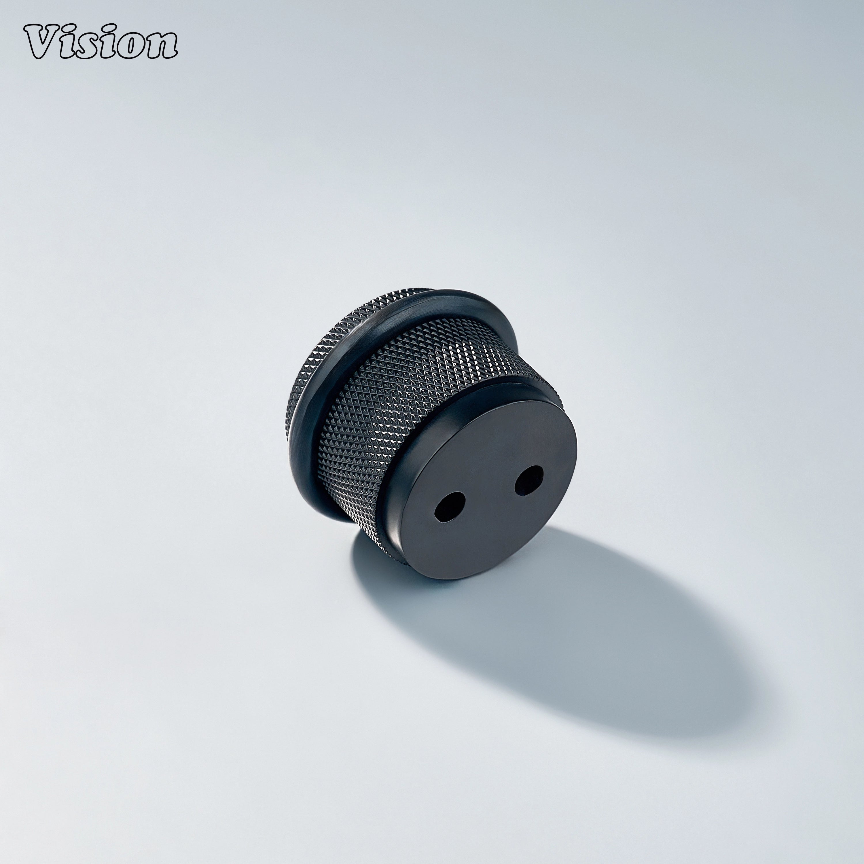 Black finish solid brass door stop with decorative knurled body for protecting drawers and wall surfaces