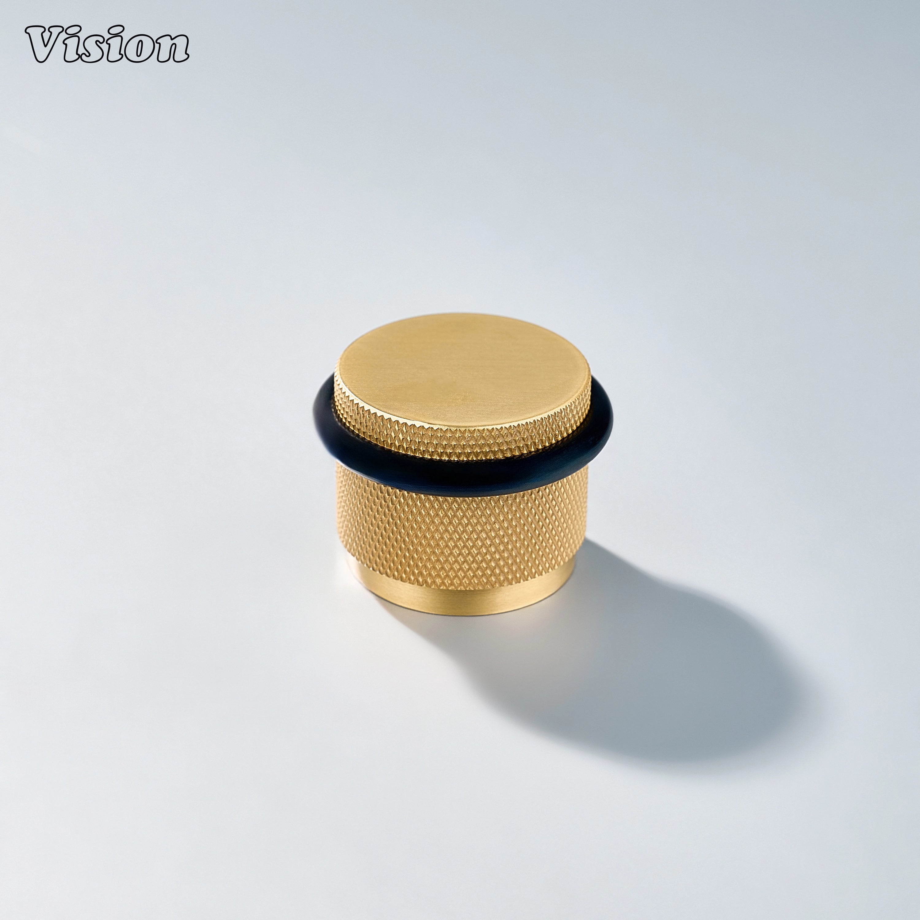 Premium Gold brass door stop with knurled texture and impact-resistant bumper for office doors and furniture