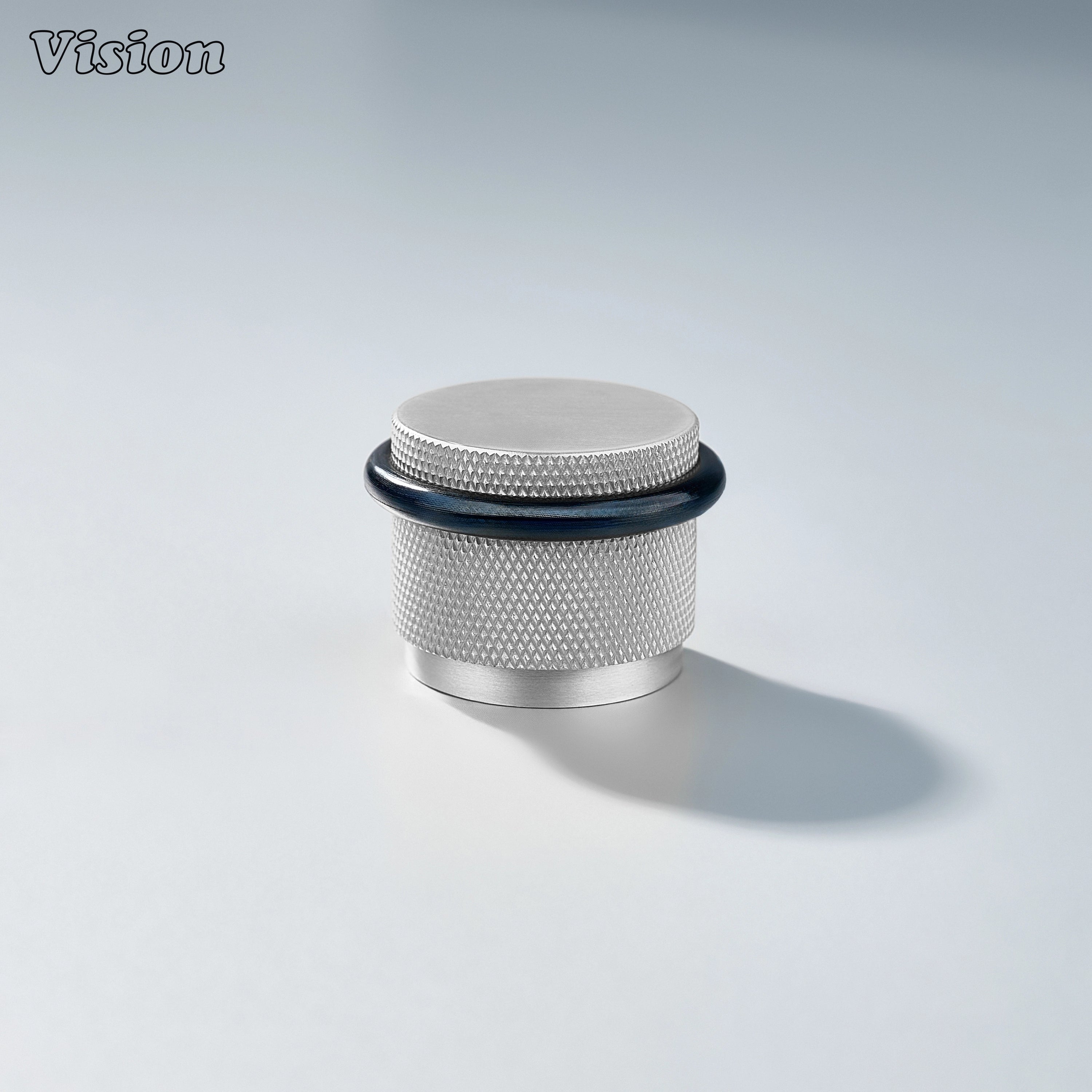 Round Silver floor door stop with diamond knurled pattern for luxury cabinet and furniture applications