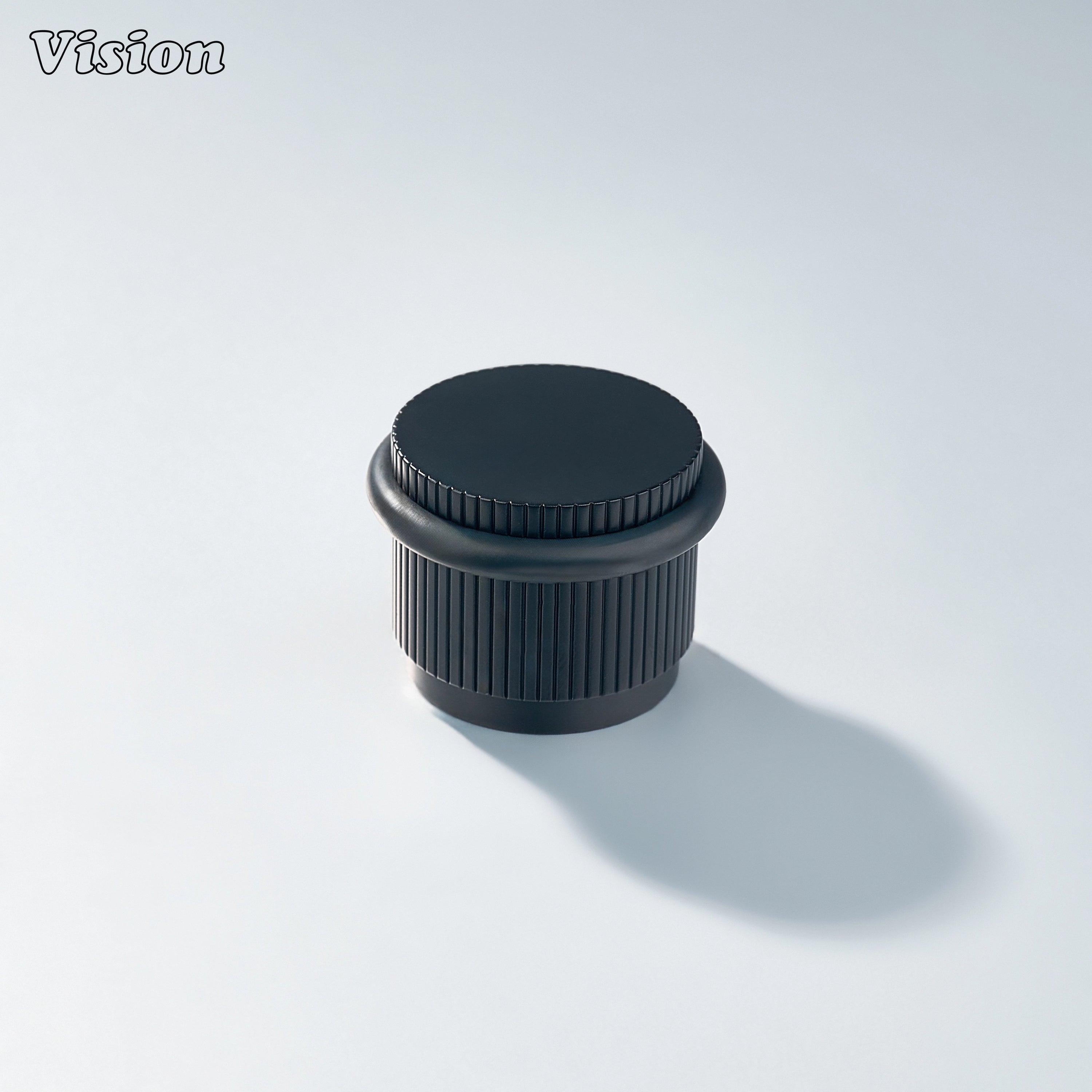 Premium Black door stop with vertical linear knurling and impact-resistant bumper for office interiors