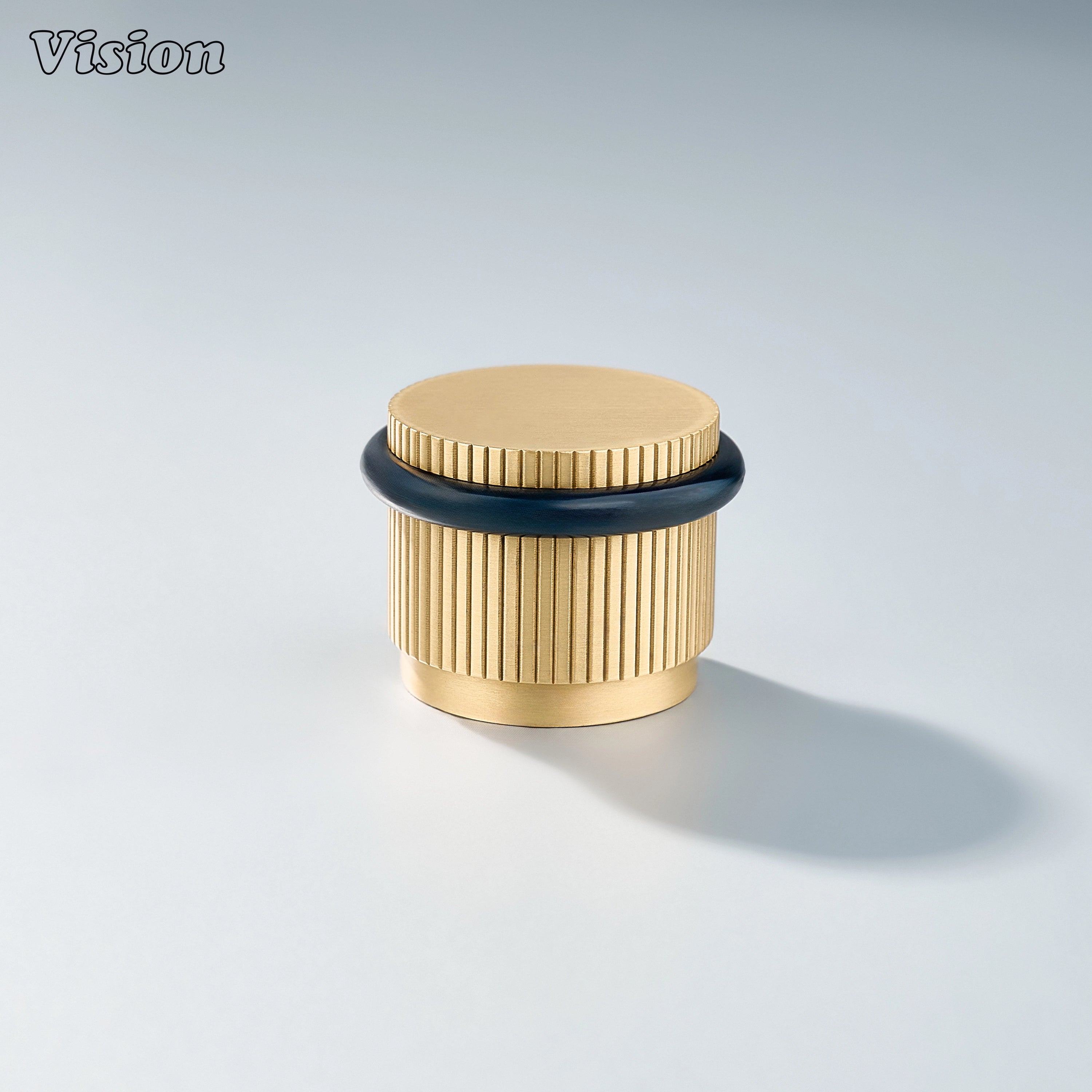 Premium Gold door stop with vertical linear knurling and impact-resistant bumper for office interiors