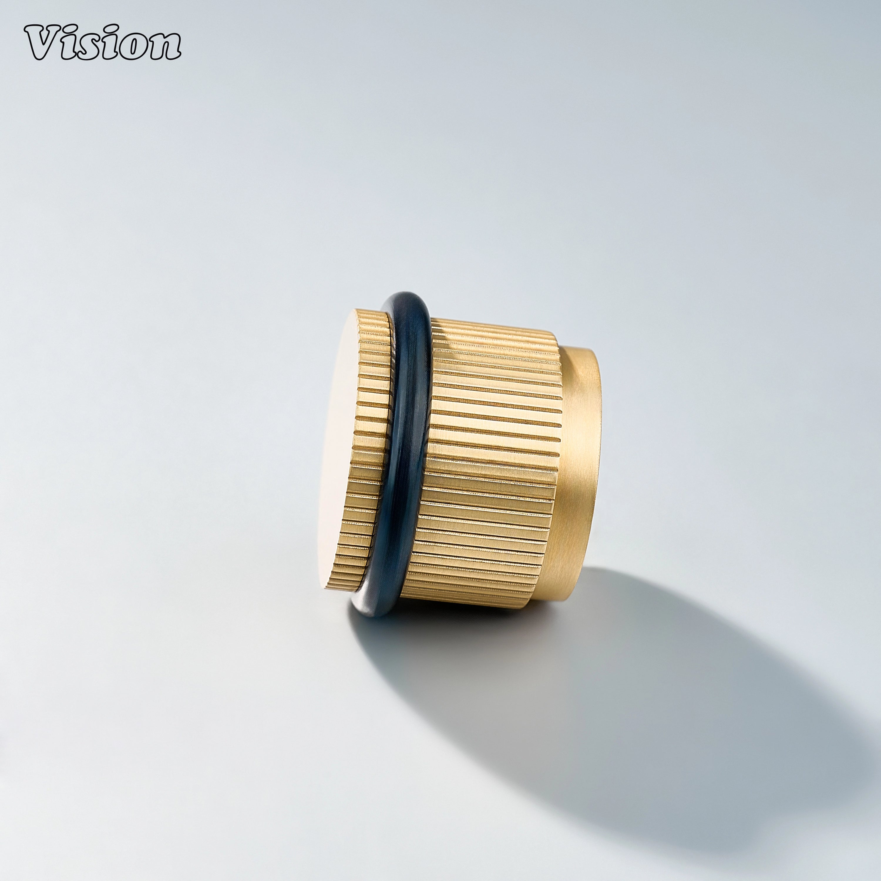 Heavy-duty Gold solid brass door stop with precision linear knurling for entryways and wardrobes