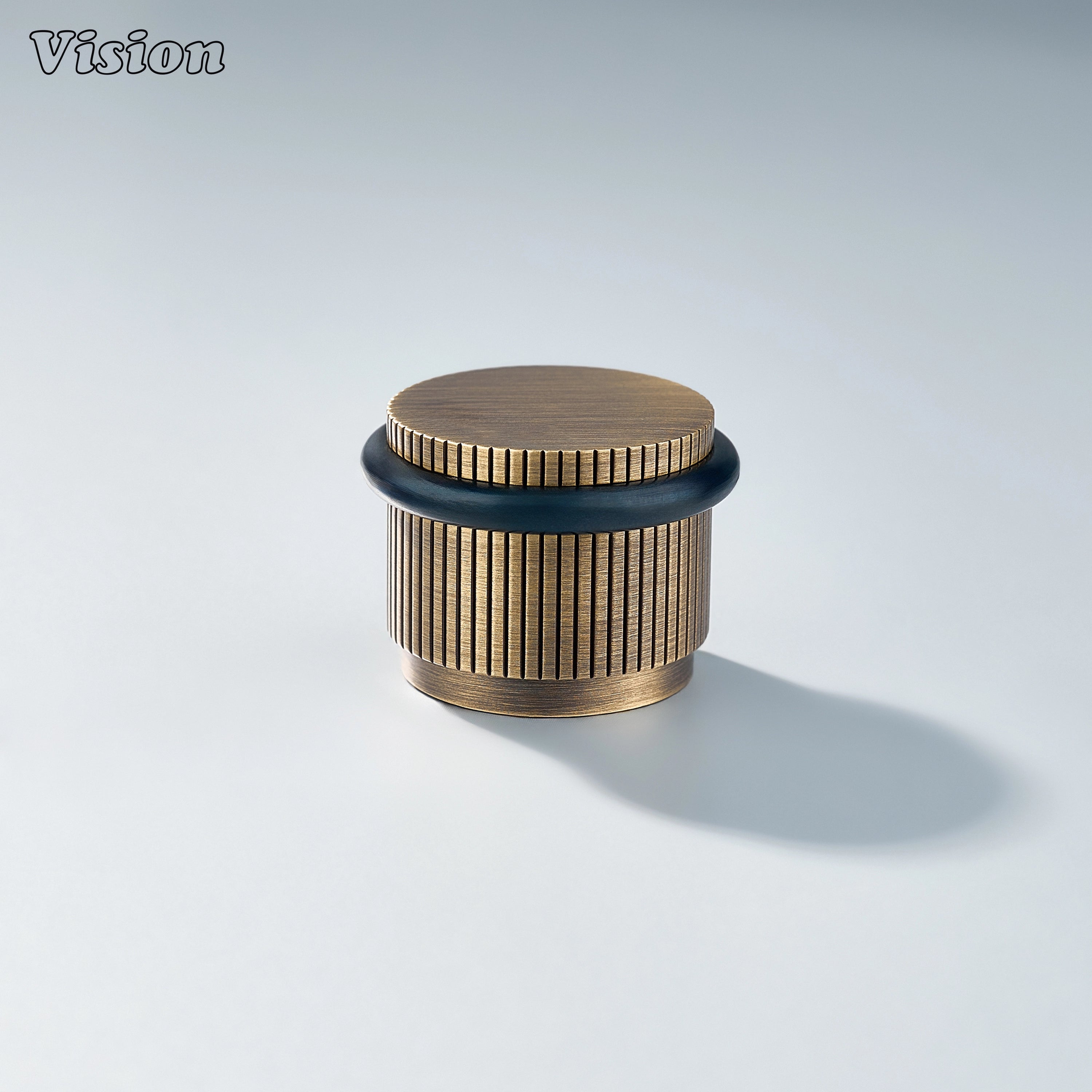 Premium Antique Bronze door stop with vertical linear knurling and impact-resistant bumper for offices