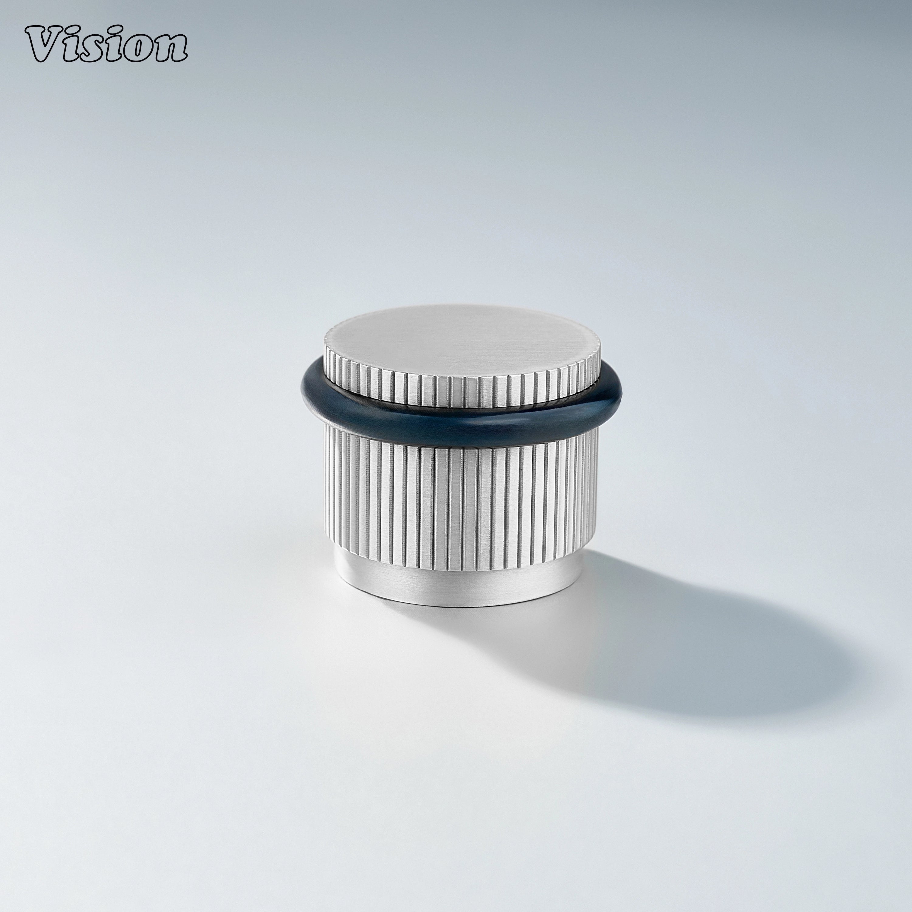 Premium Silver door stop with vertical linear knurling and impact-resistant bumper for office interiors