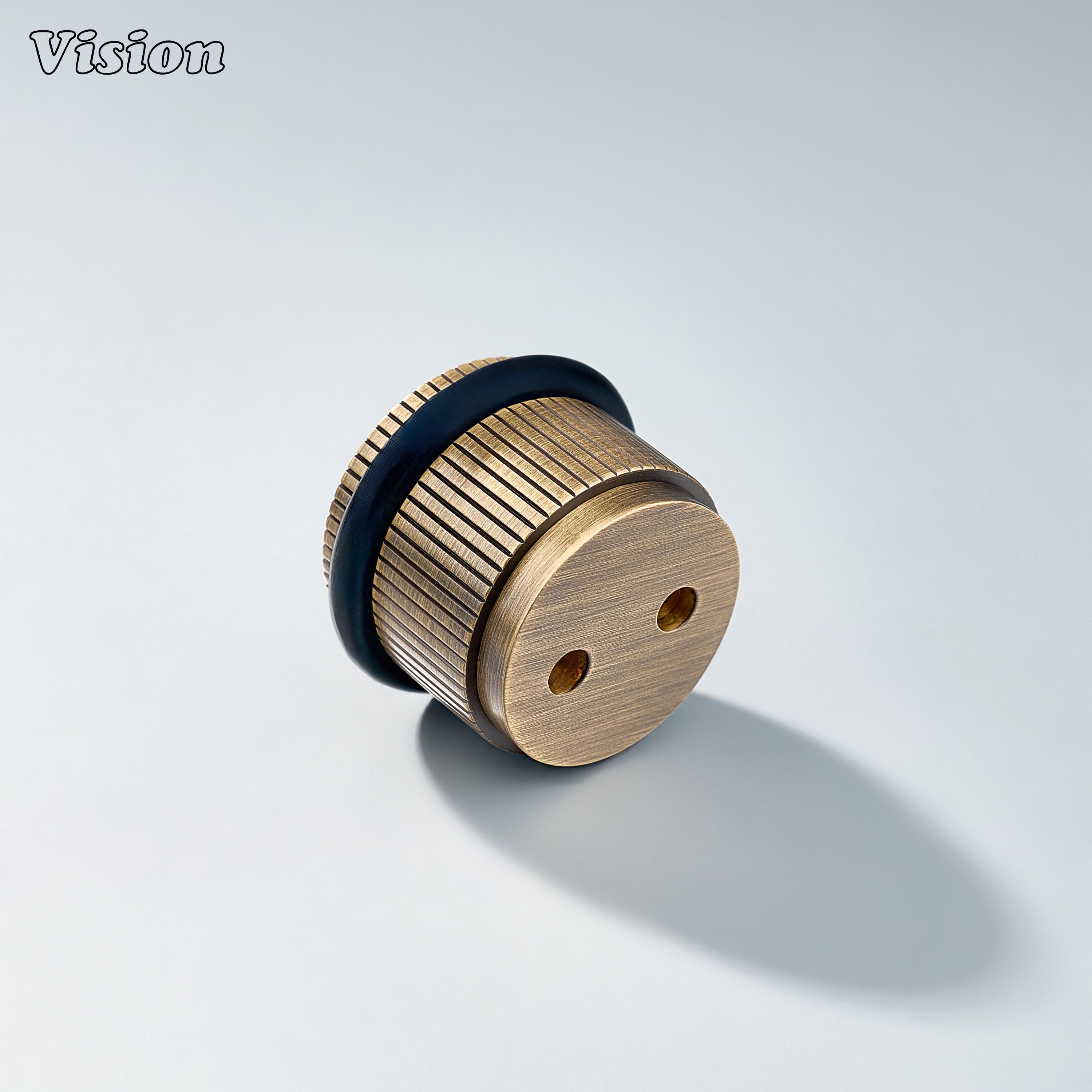 Antique Bronze finish linear knurled door stop with round profile for protecting drawers and walls