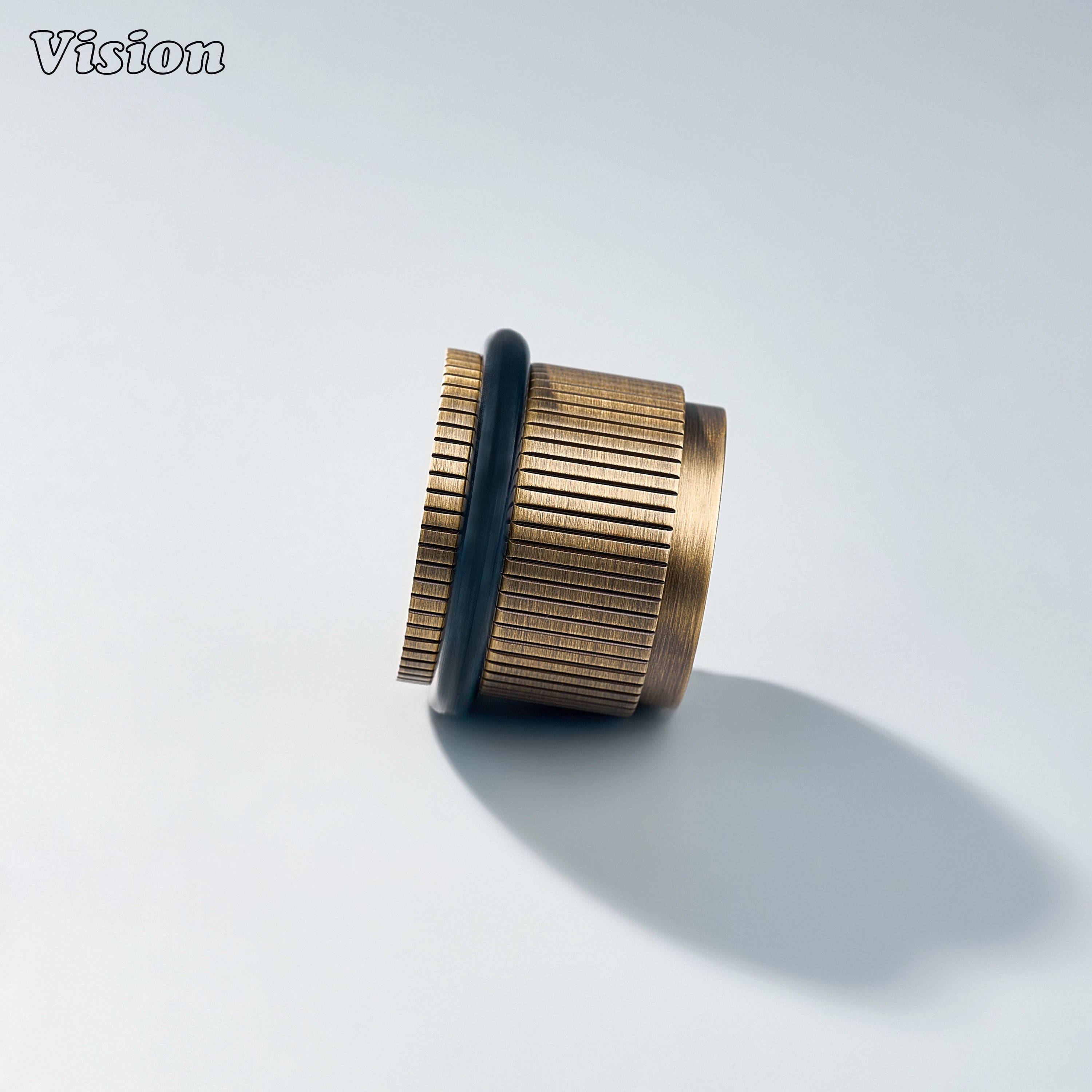 Heavy-duty Antique Bronze solid brass door stop with precision linear knurling for entryways and cabinetry