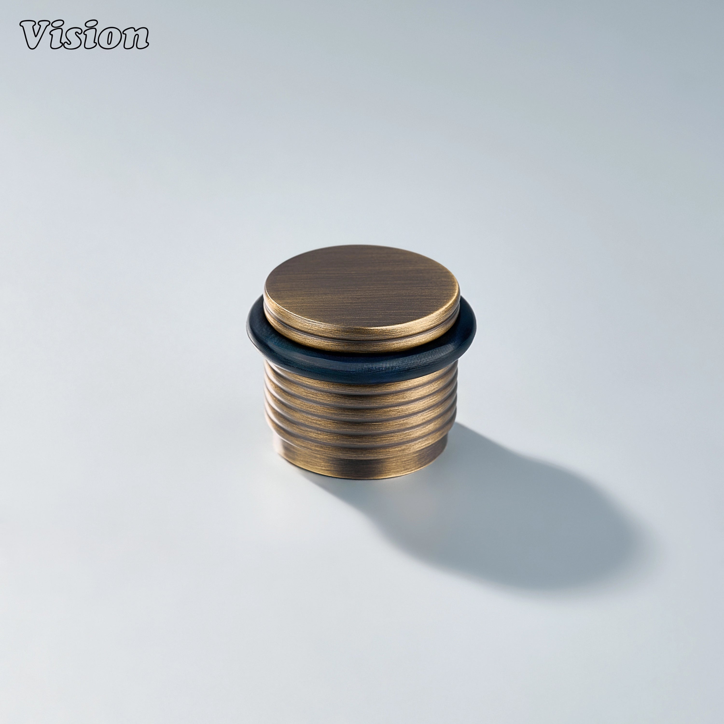 Architectural Antique Bronze ringed door stop with decorative ridge detailing for protecting doors and walls