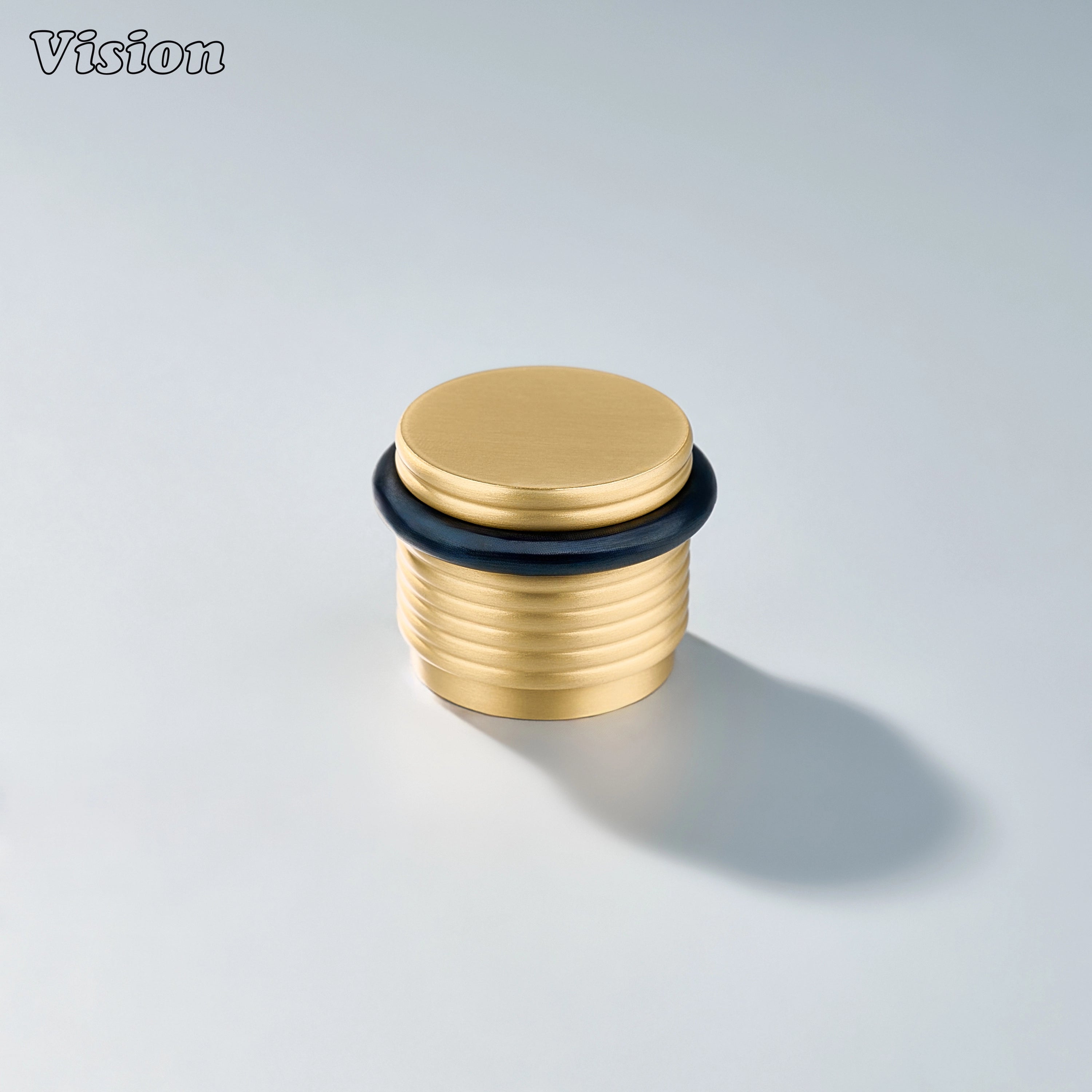 Architectural Gold ringed door stop with decorative ridge detailing for protecting doors and wall surfaces