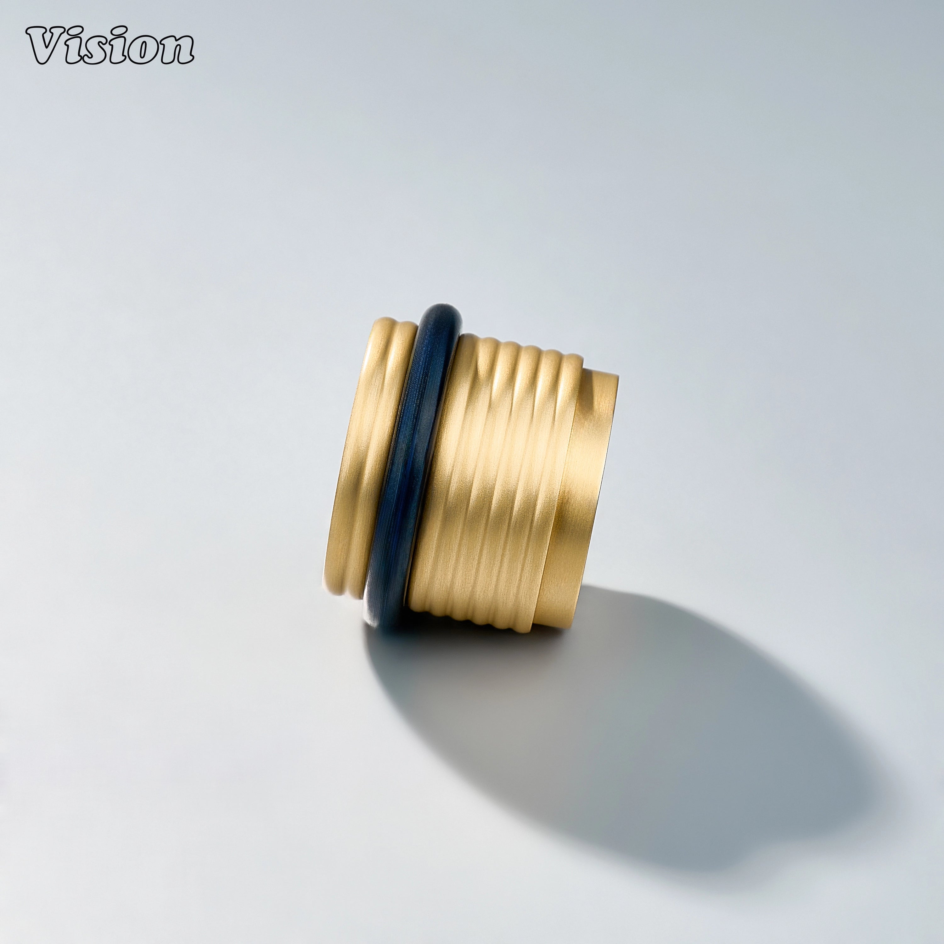 Heavy-duty Gold brass door stop with ringed cylindrical body for entryways, wardrobes, and furniture