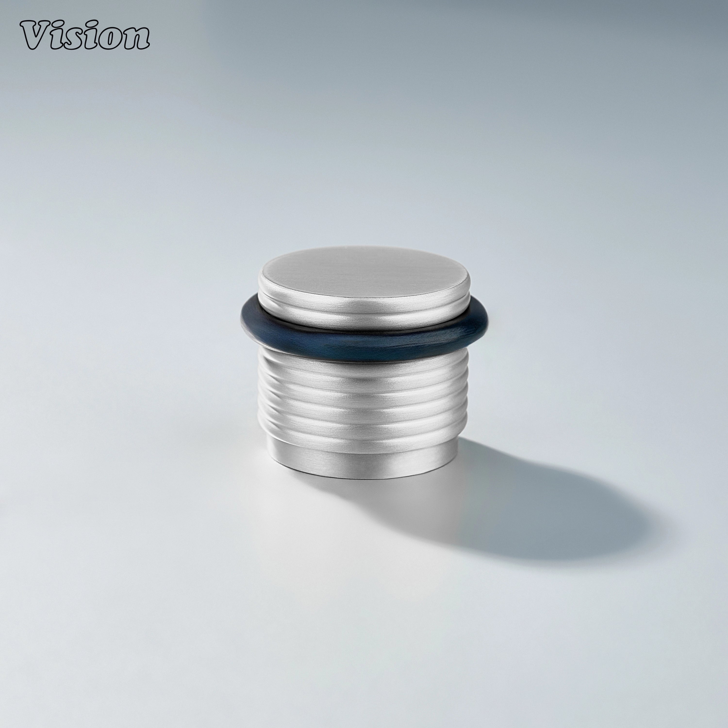 Premium Silver door stop with concentric ridges and impact-resistant rubber ring for office interiors