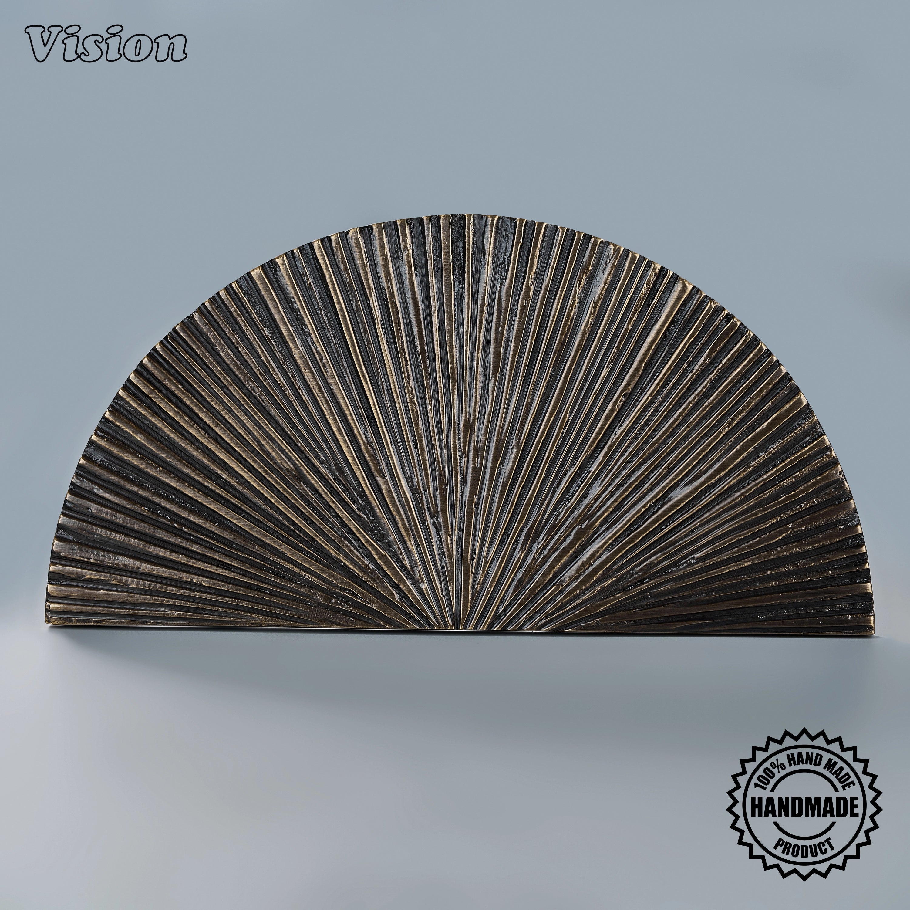 Luxury antique bronze sculpted door handle with half-round shape on oversized architectural entryways