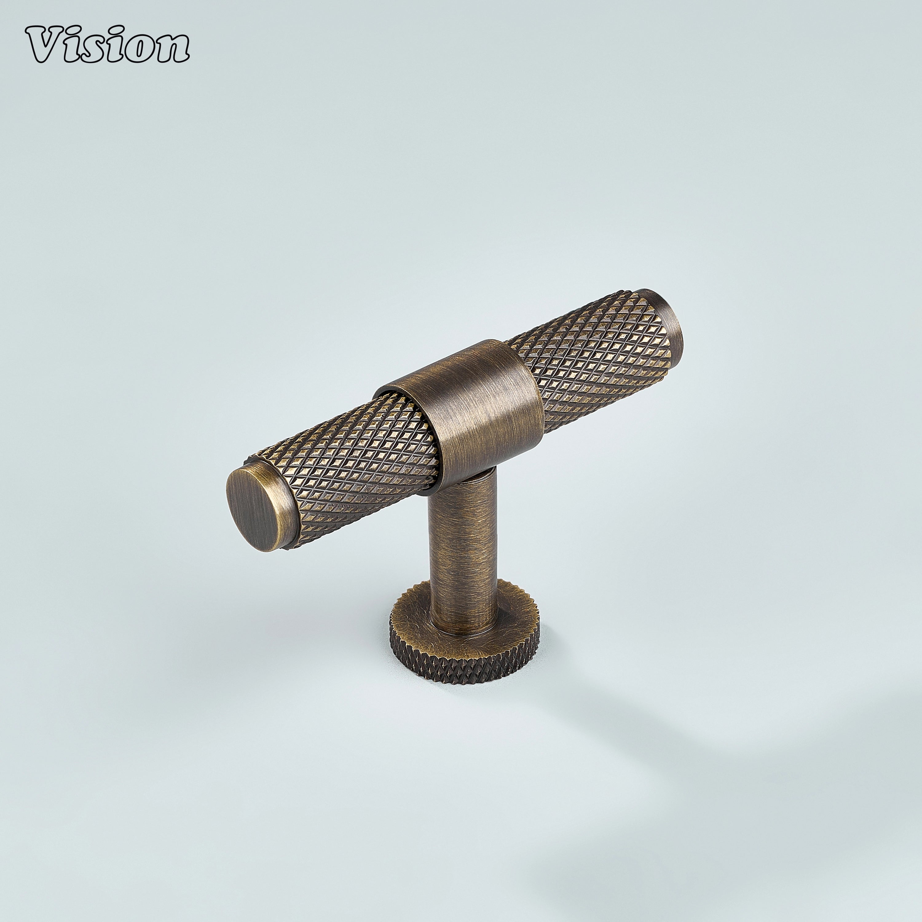 Modern antique bronze Azure knurled brass T-knob for kitchen cabinets.
