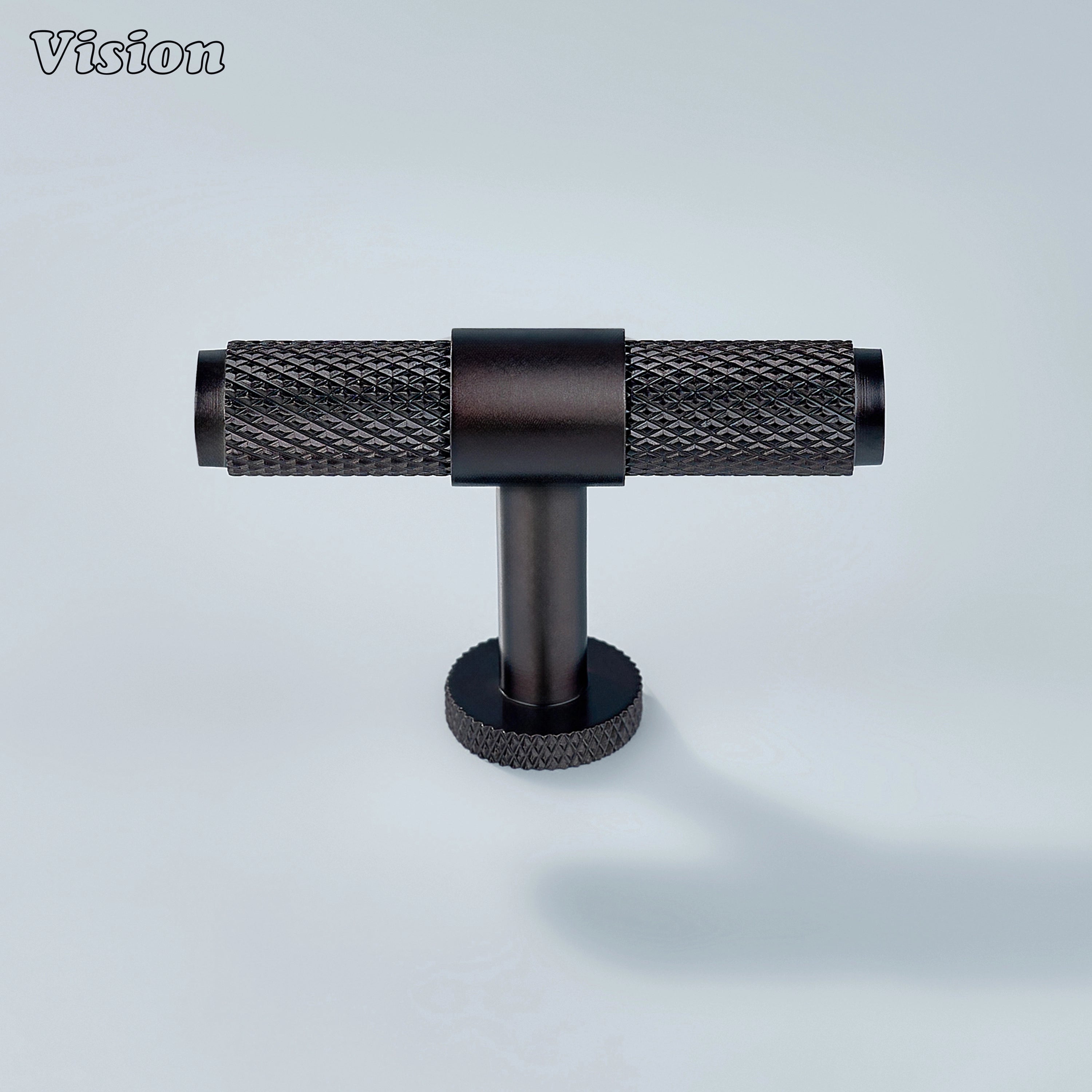 Oil rubbed bronze knurled T-knob used for wardrobe doors and drawers.