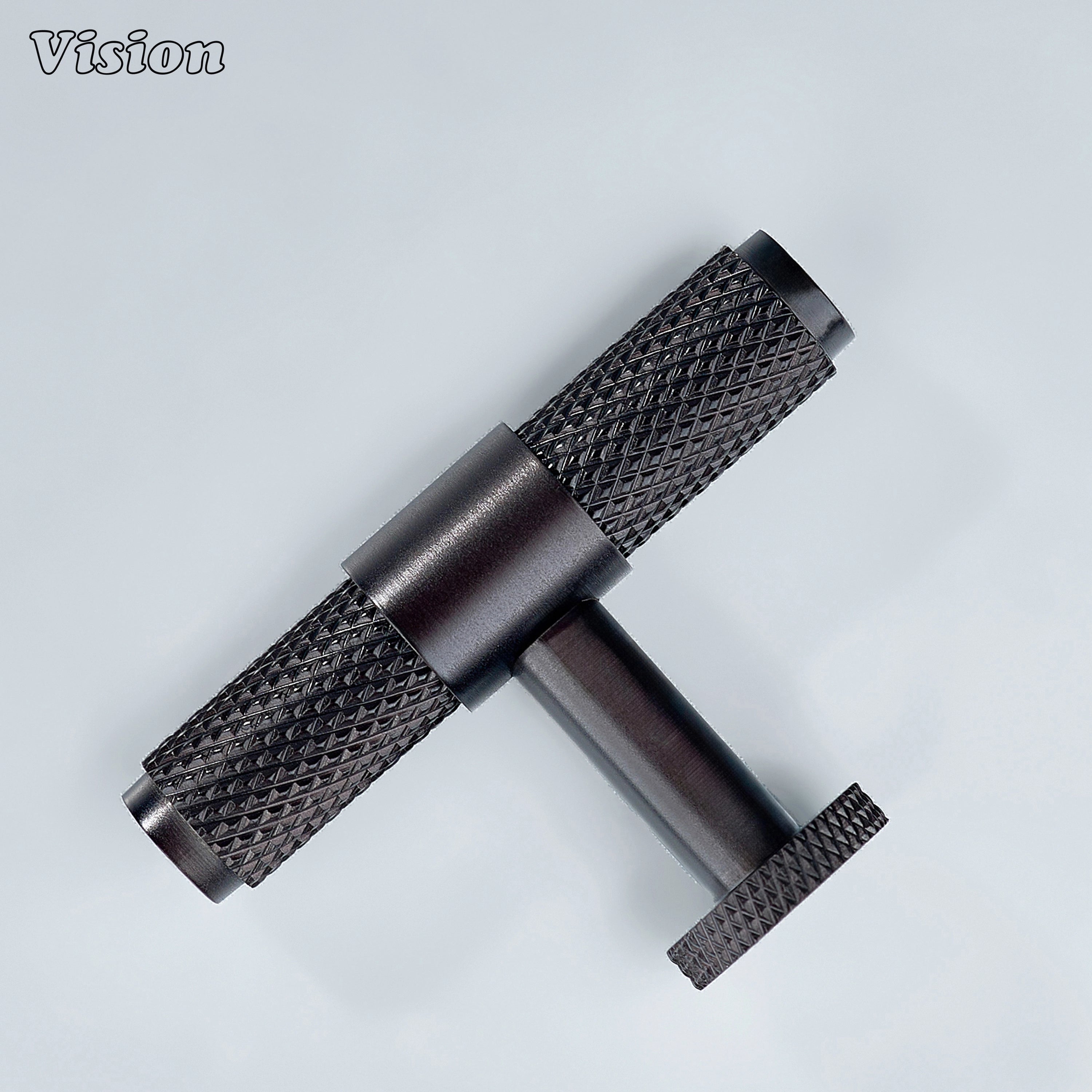 Modern oil rubbed bronze Azure T-knob used for bathroom cabinets.