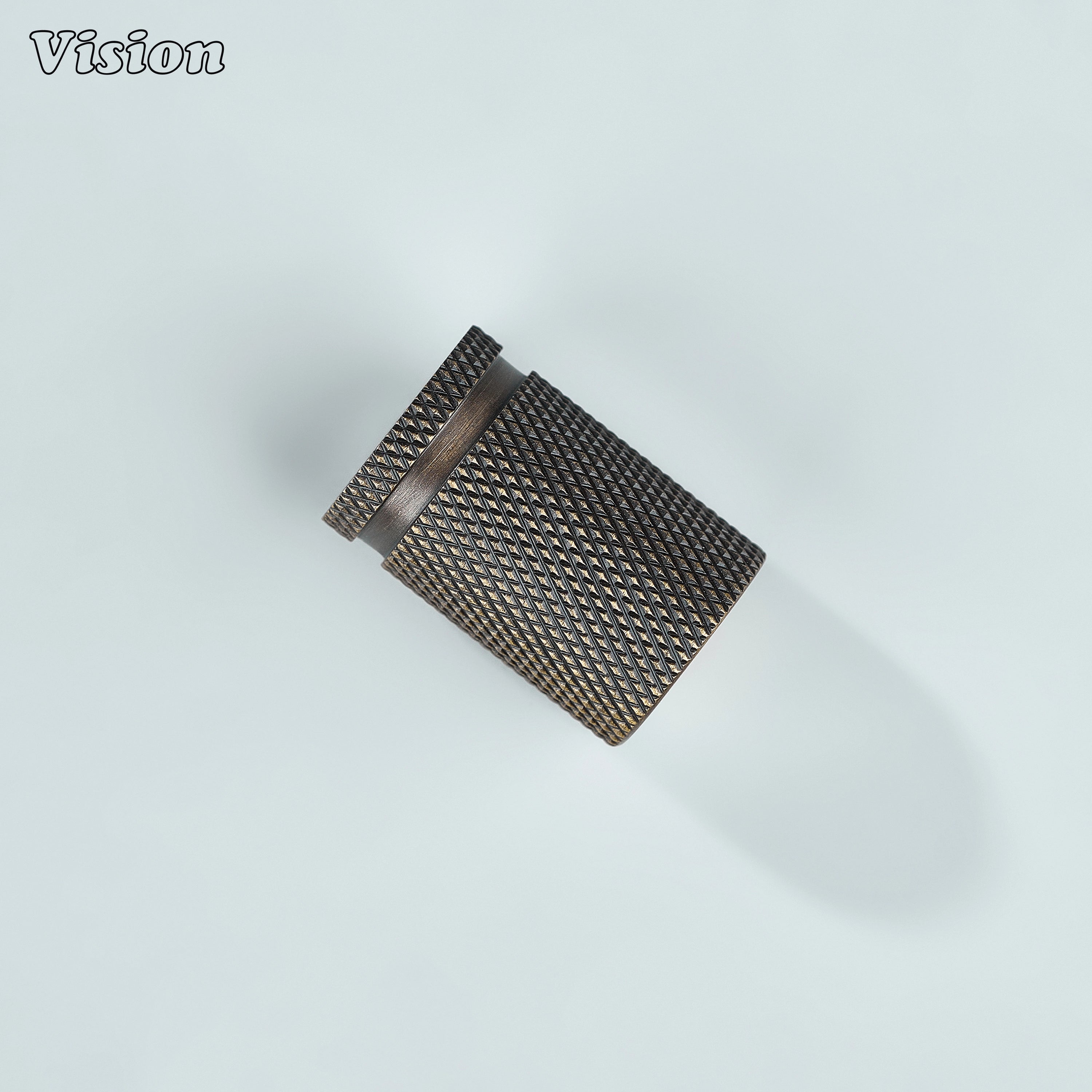 Solid brass antique bronze knurled knob for cupboards and furniture.