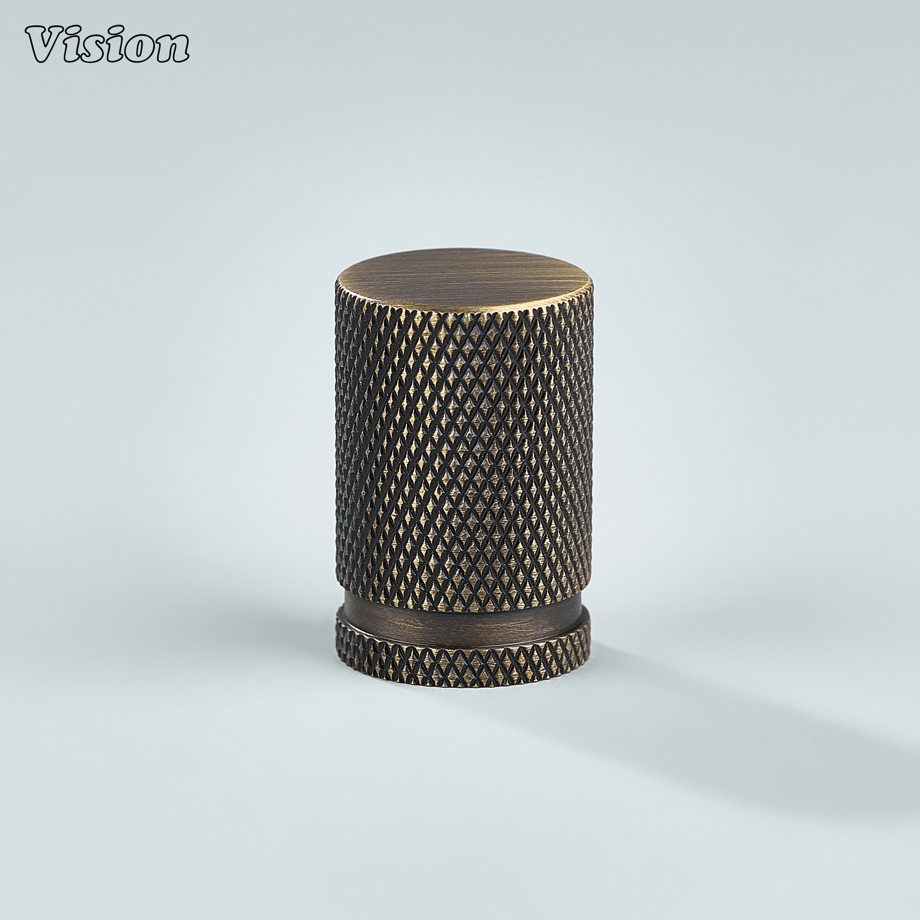 Premium antique bronze brass knob with linear knurling for cabinets.